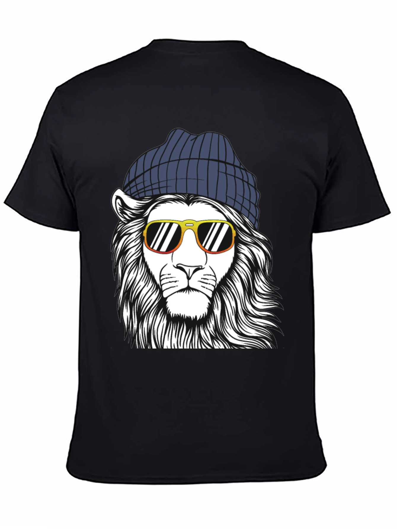 Cool Lion Graphic Tee - Black Cotton Shirt