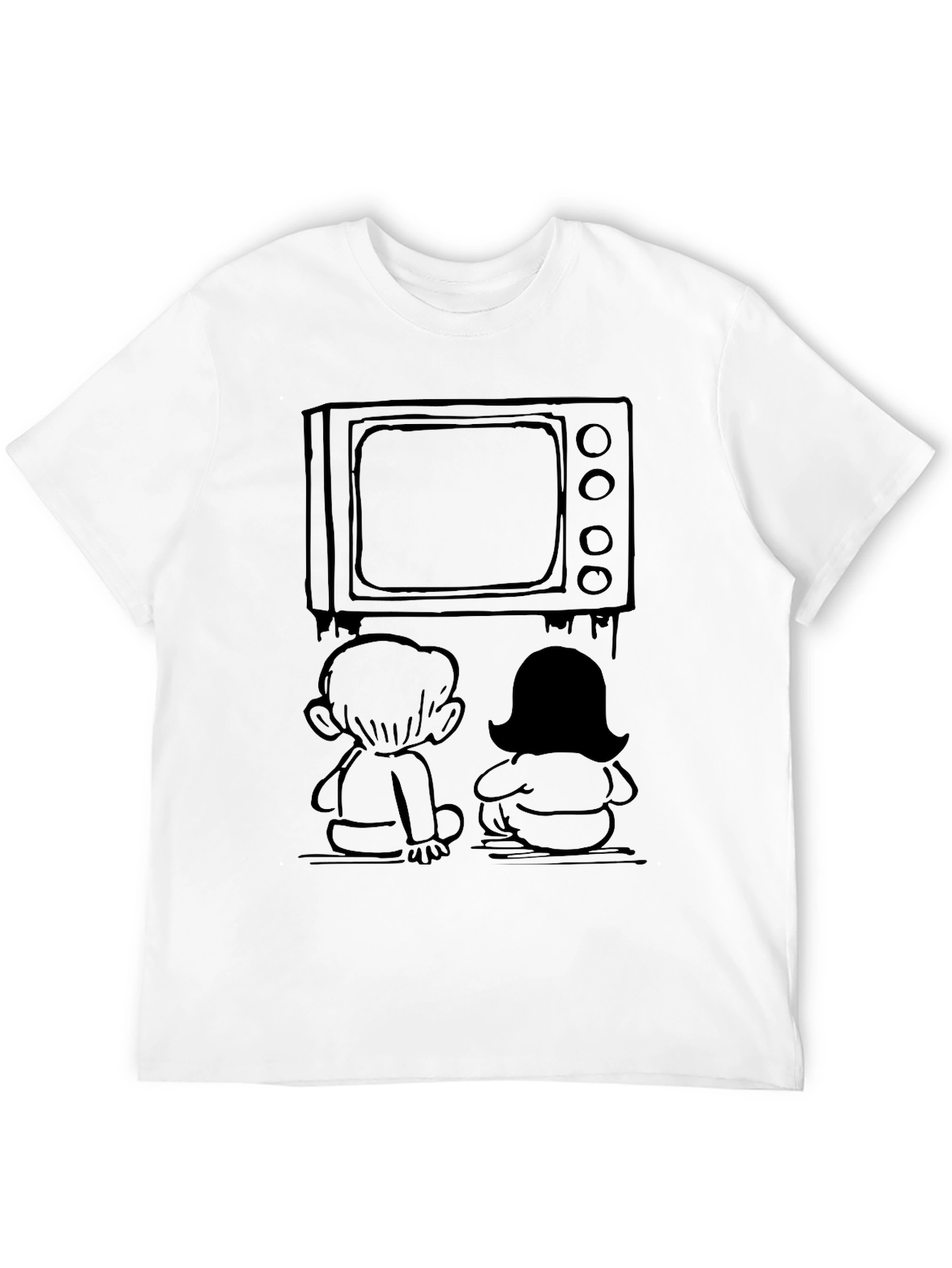 Retro TV Kids Graphic Tee - Nostalgic Black T-Shirt