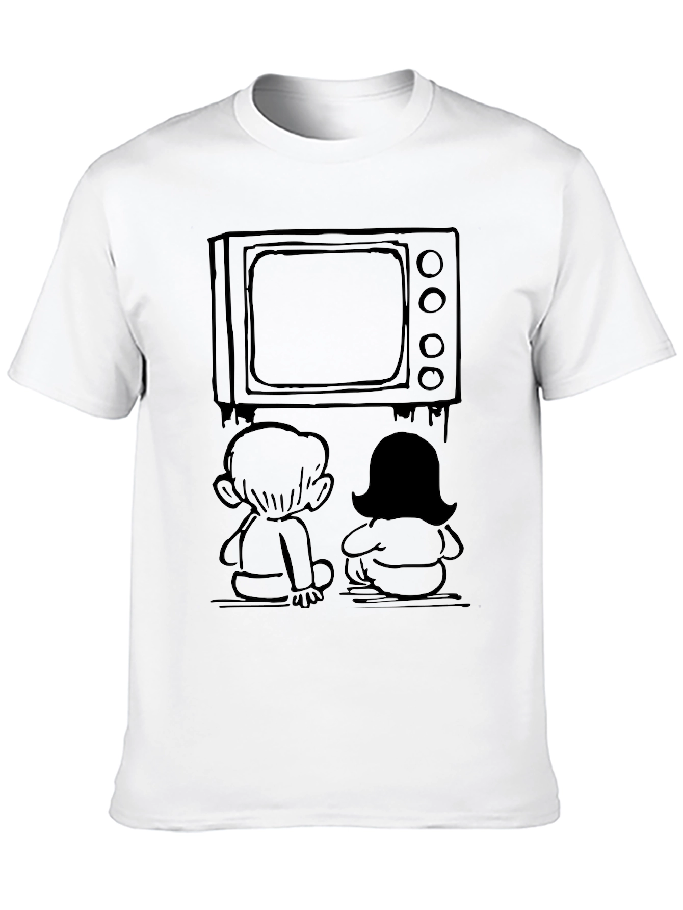 Retro TV Kids Graphic Tee - Nostalgic Black T-Shirt