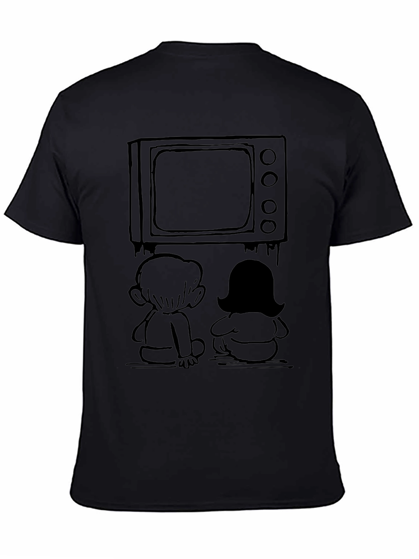 Retro TV Kids Graphic Tee - Nostalgic Black T-Shirt