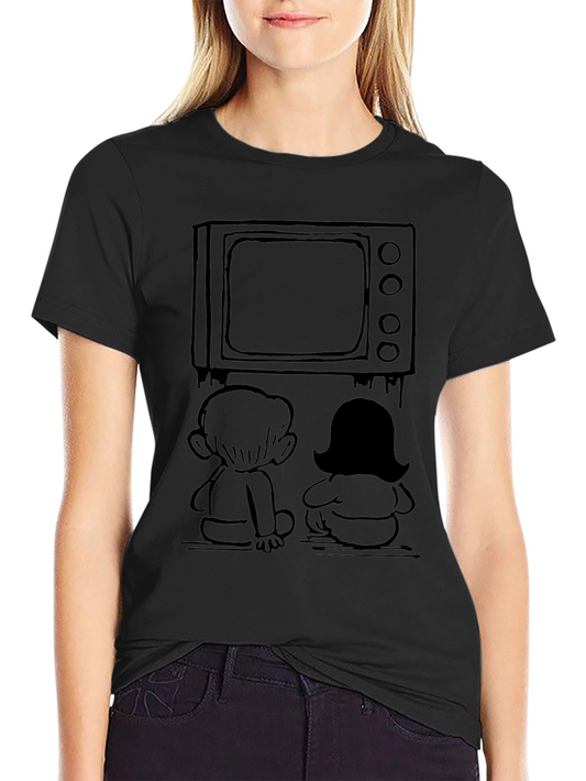 Retro TV Kids Graphic Tee - Nostalgic Black T-Shirt