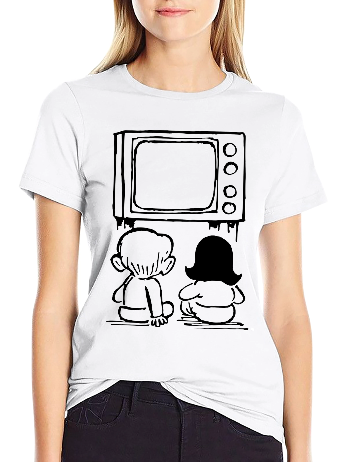 Retro TV Kids Graphic Tee - Nostalgic Black T-Shirt