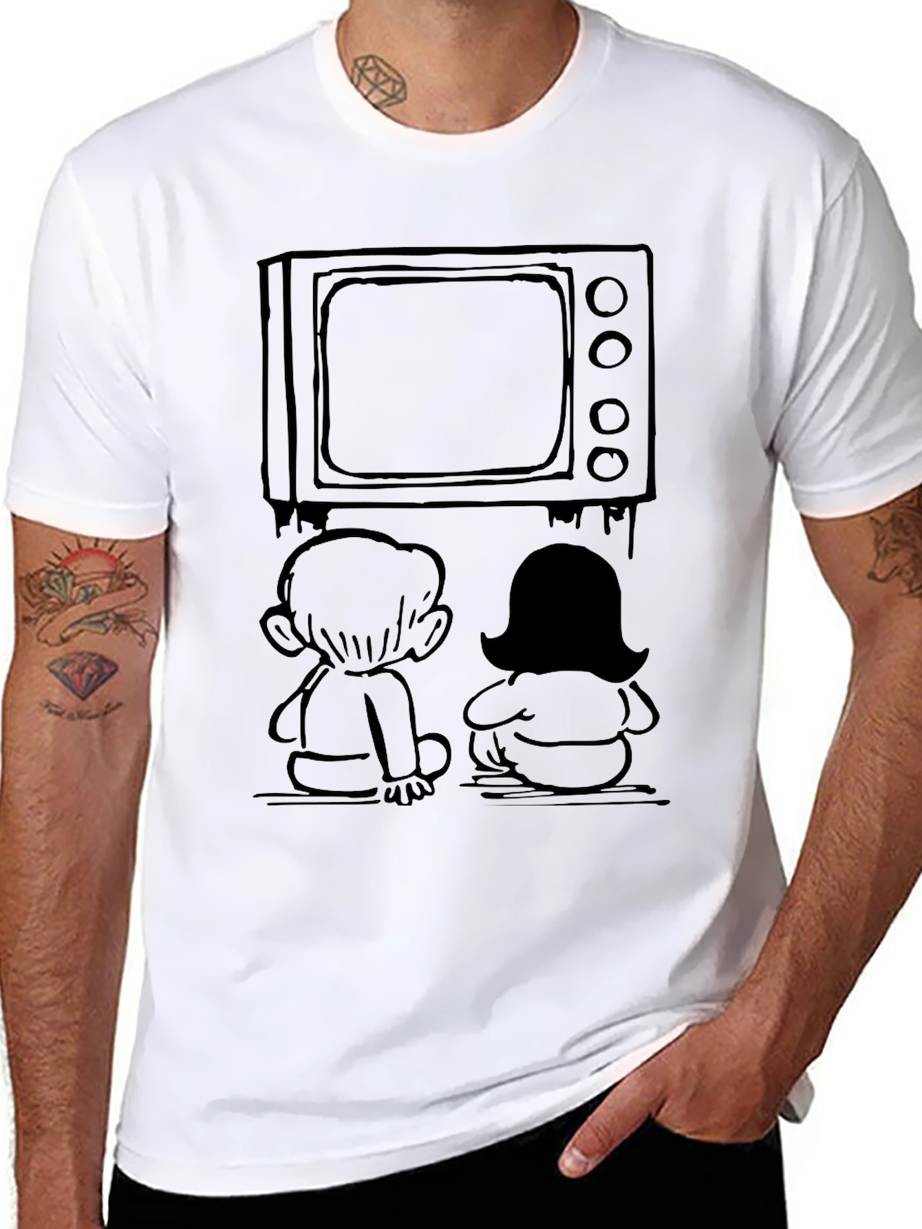 Retro TV Kids Graphic Tee - Nostalgic Black T-Shirt