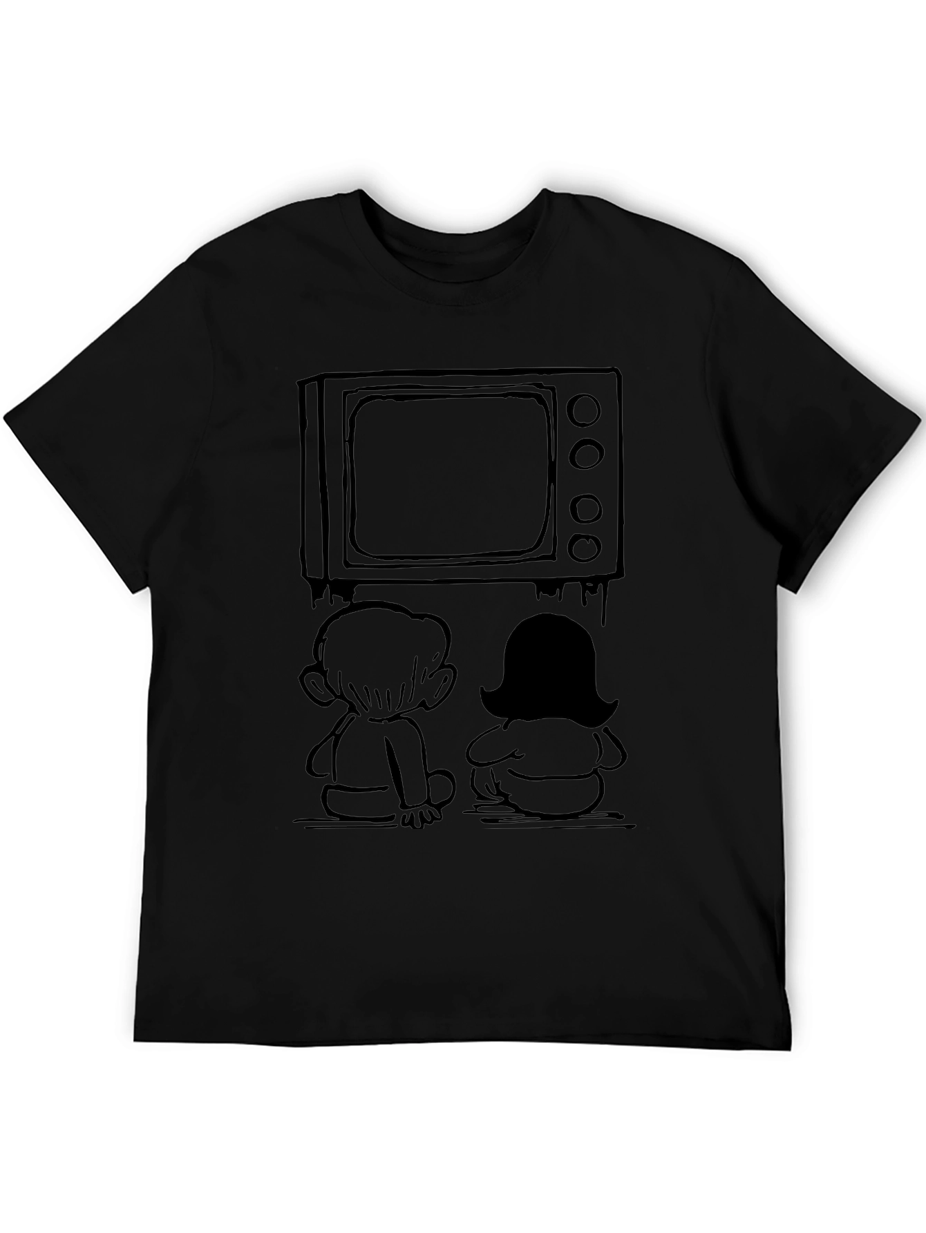 Retro TV Kids Graphic Tee - Nostalgic Black T-Shirt