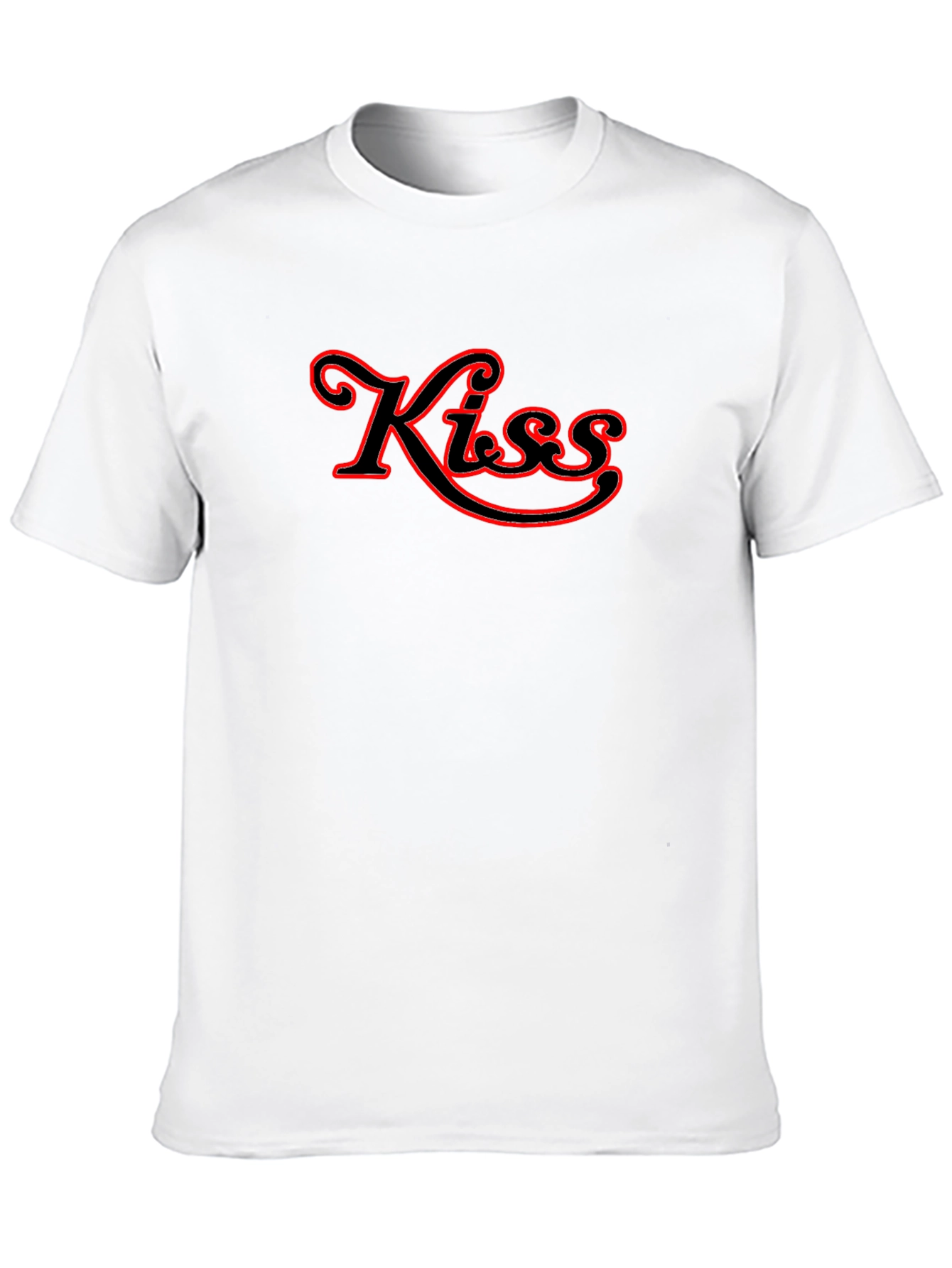 Kiss Red Outline Black T-Shirt