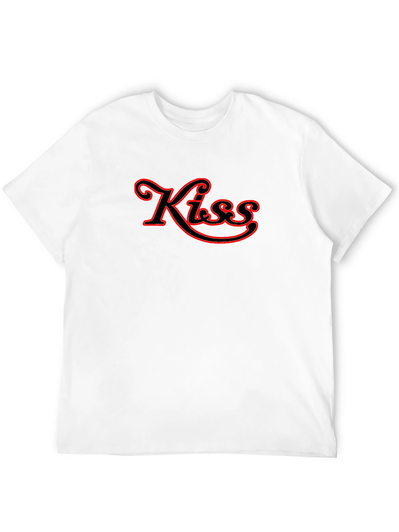 Kiss Red Outline Black T-Shirt