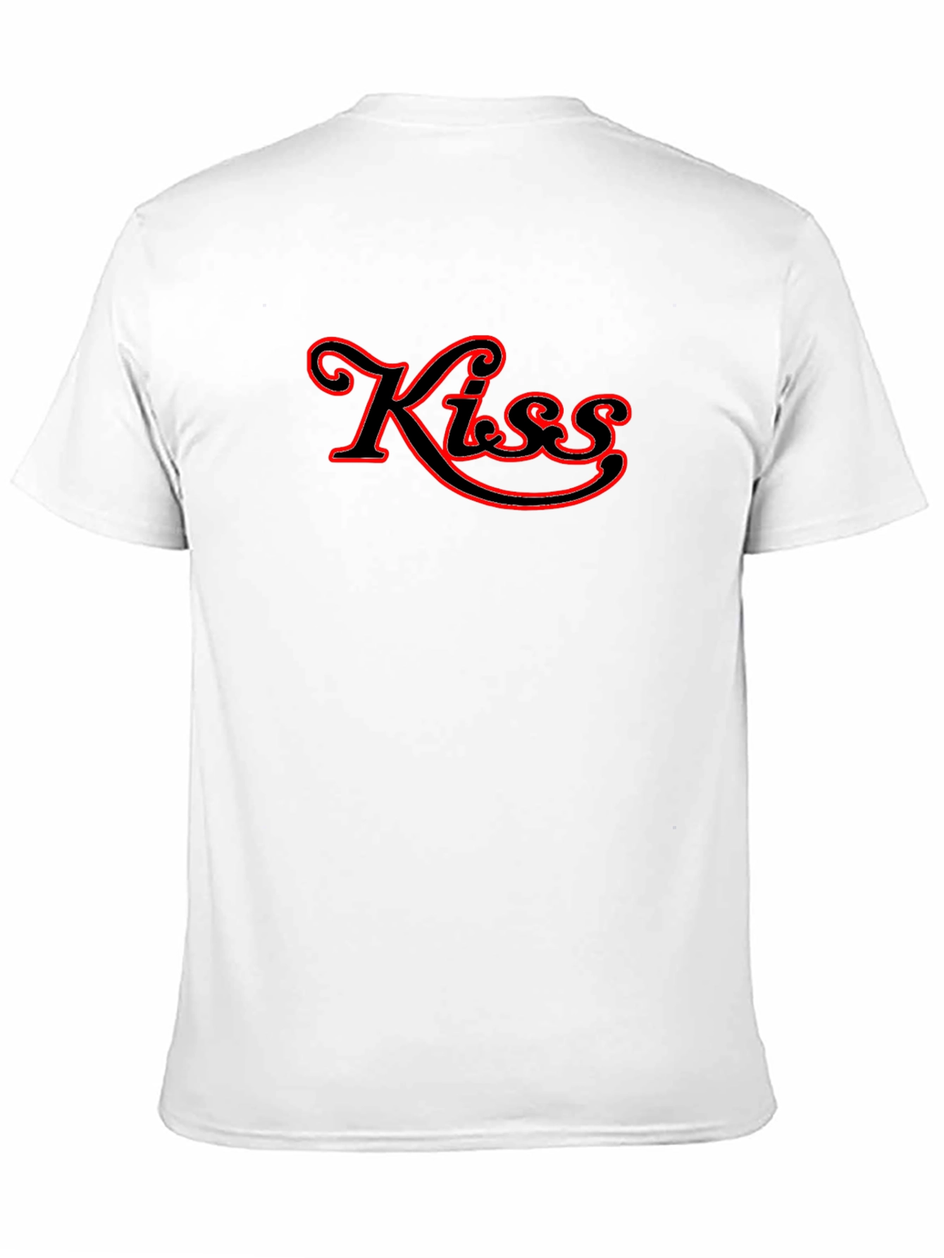 Kiss Red Outline Black T-Shirt