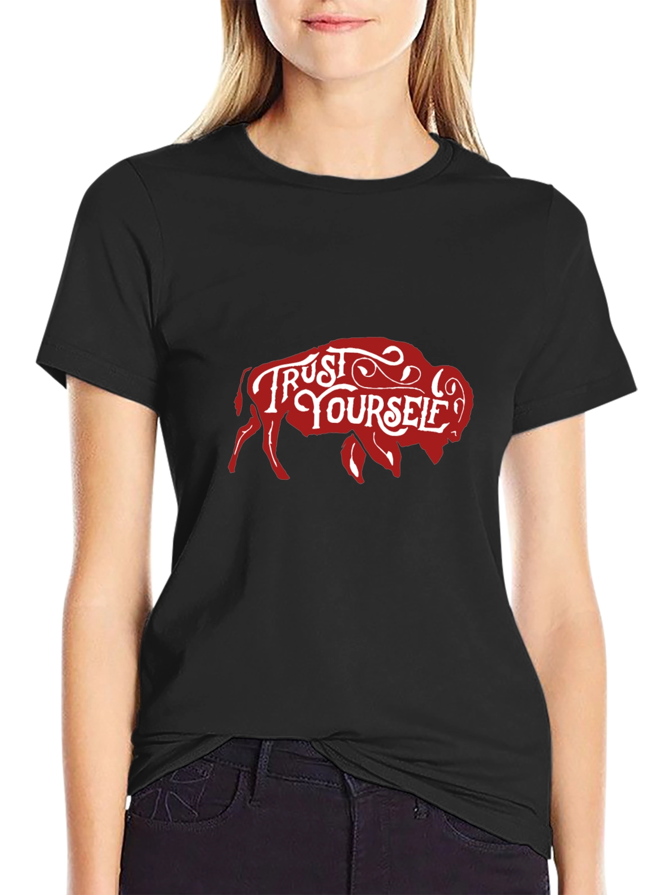 Trust Yourself Buffalo Graphic Tee - Black