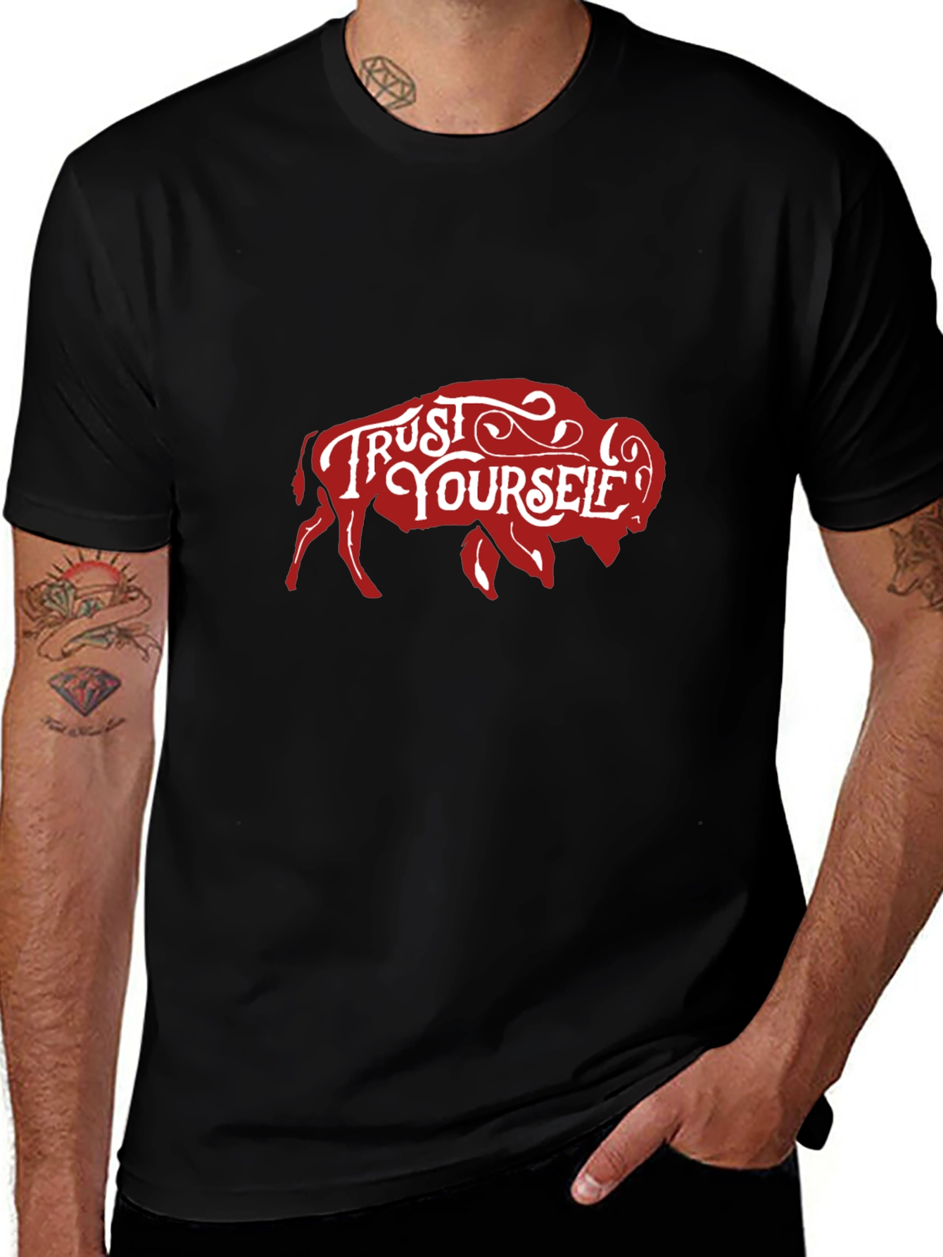Trust Yourself Buffalo Graphic Tee - Black