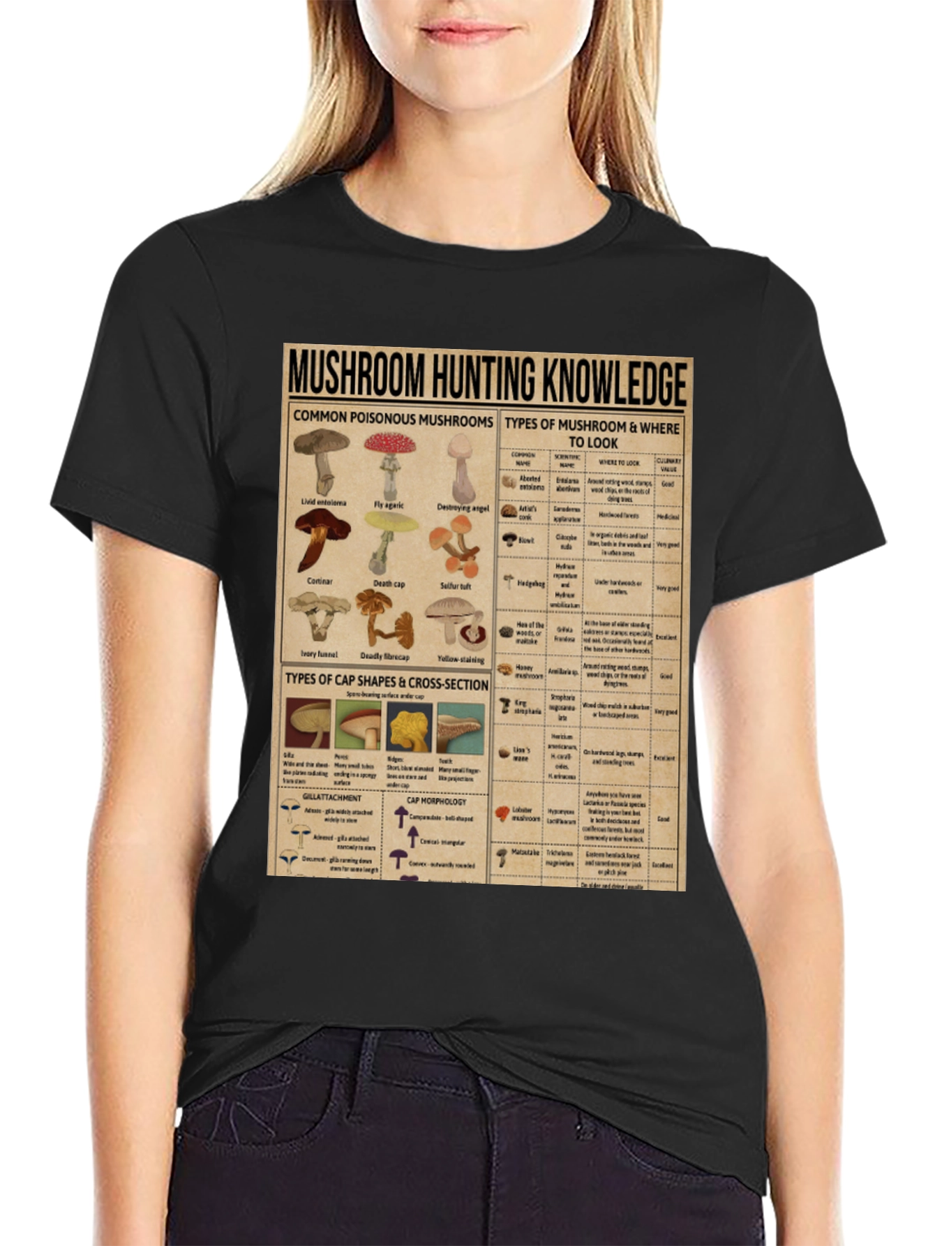 Mushroom Hunting Knowledge Graphic T-Shirt