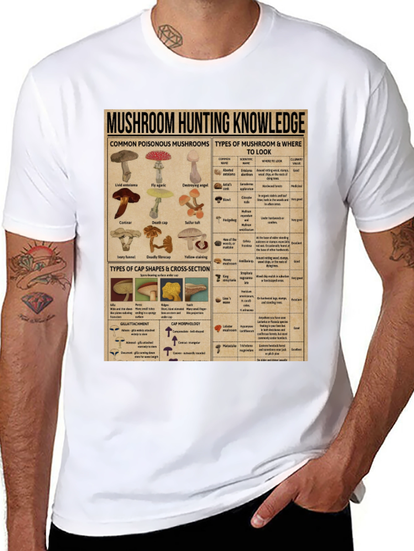 Mushroom Hunting Knowledge Graphic T-Shirt