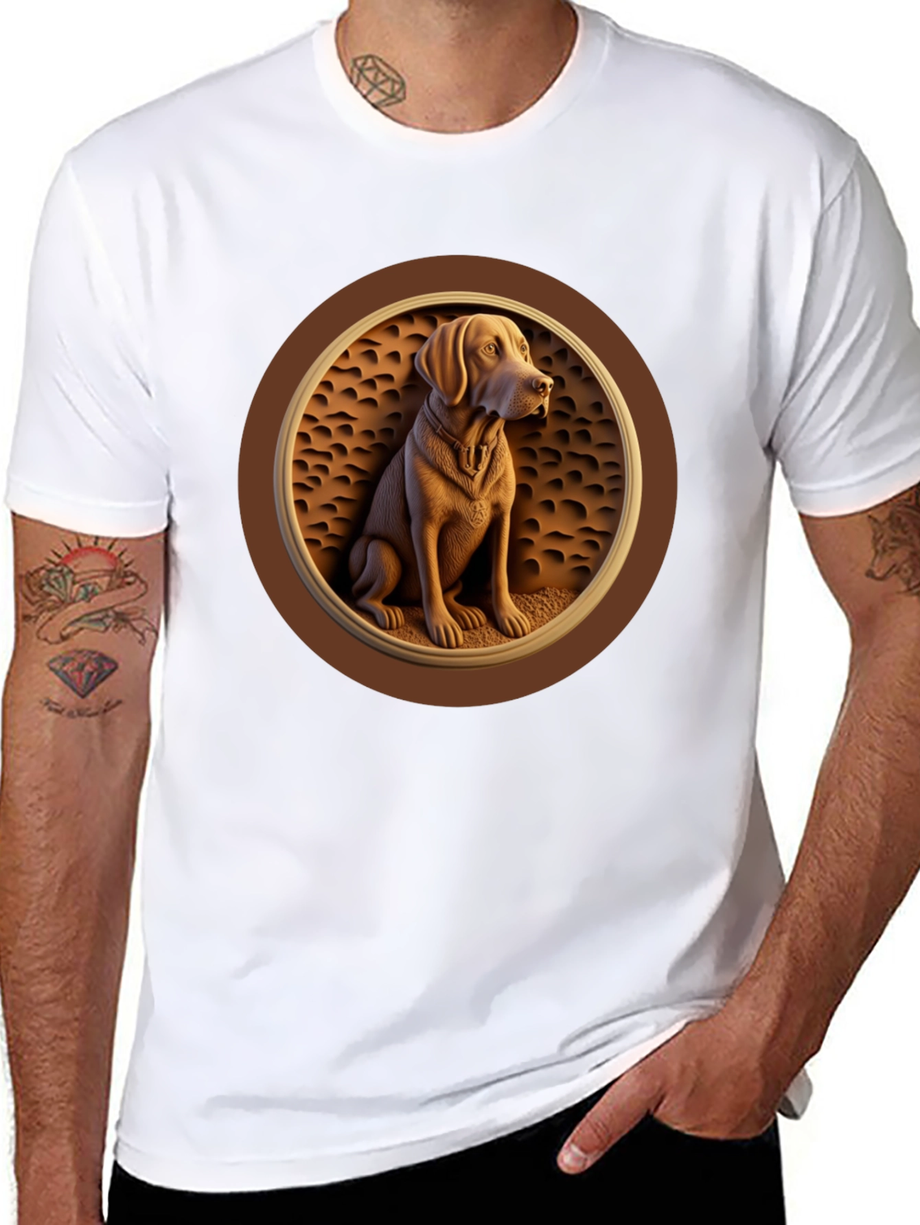Dog Embossed Graphic Tee - Classic Comfort