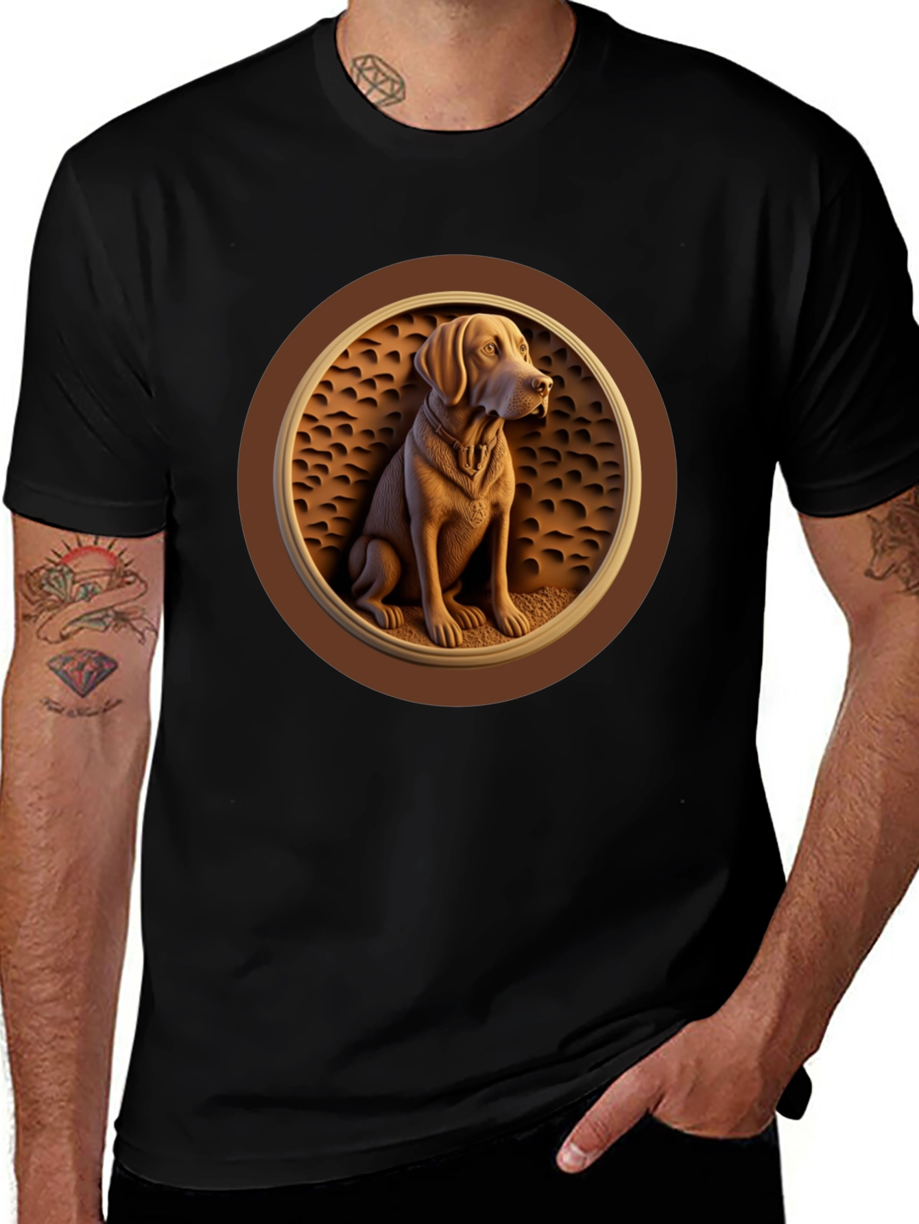 Dog Embossed Graphic Tee - Classic Comfort