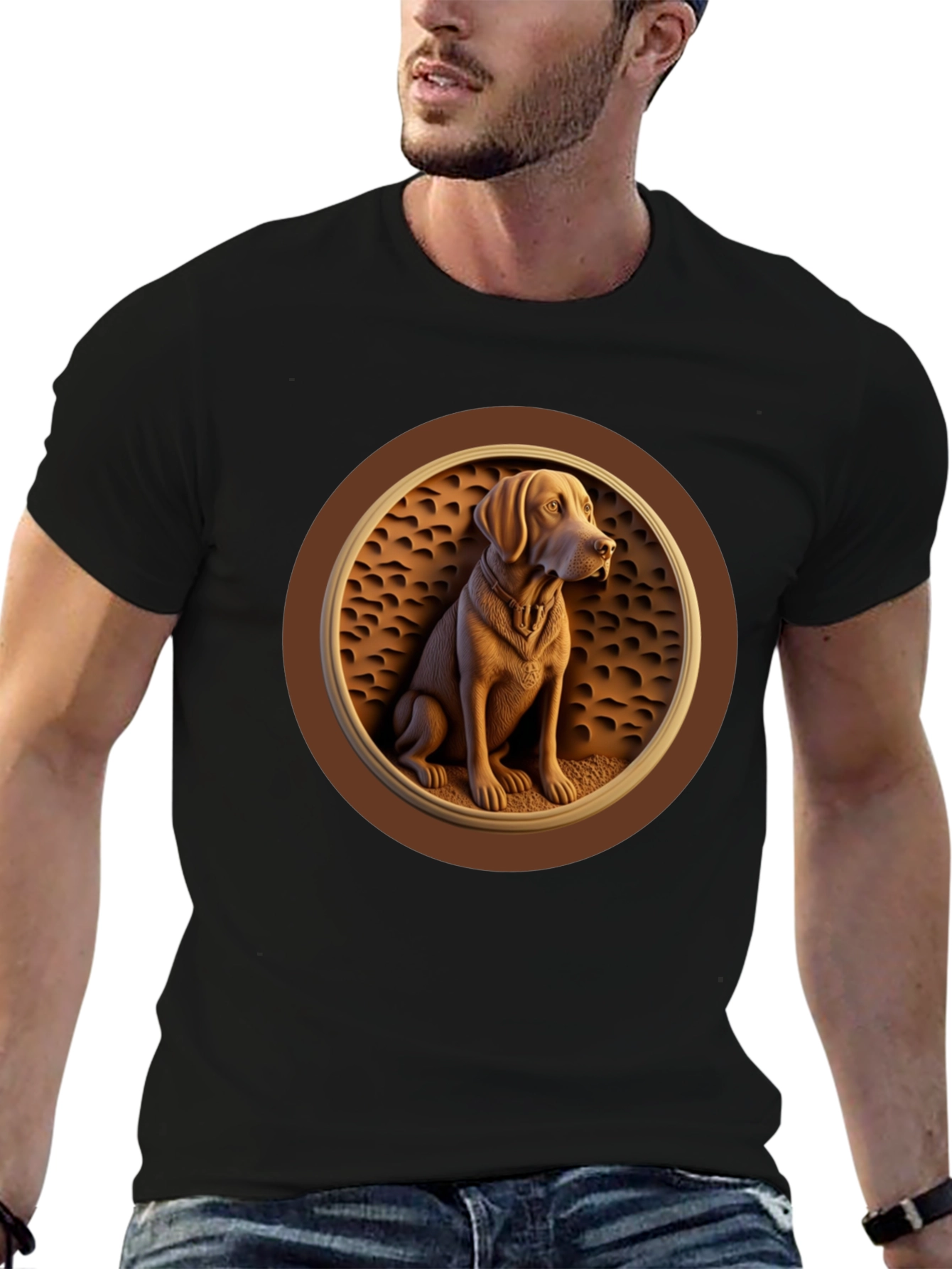 Dog Embossed Graphic Tee - Classic Comfort