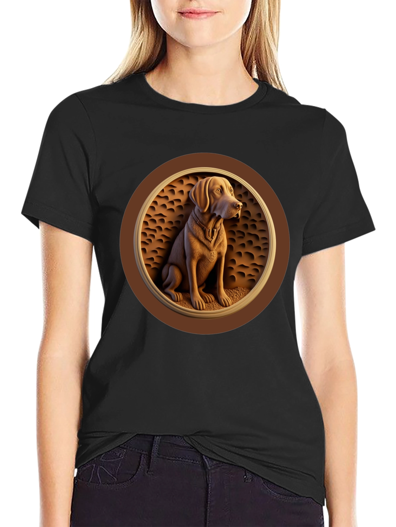 Dog Embossed Graphic Tee - Classic Comfort