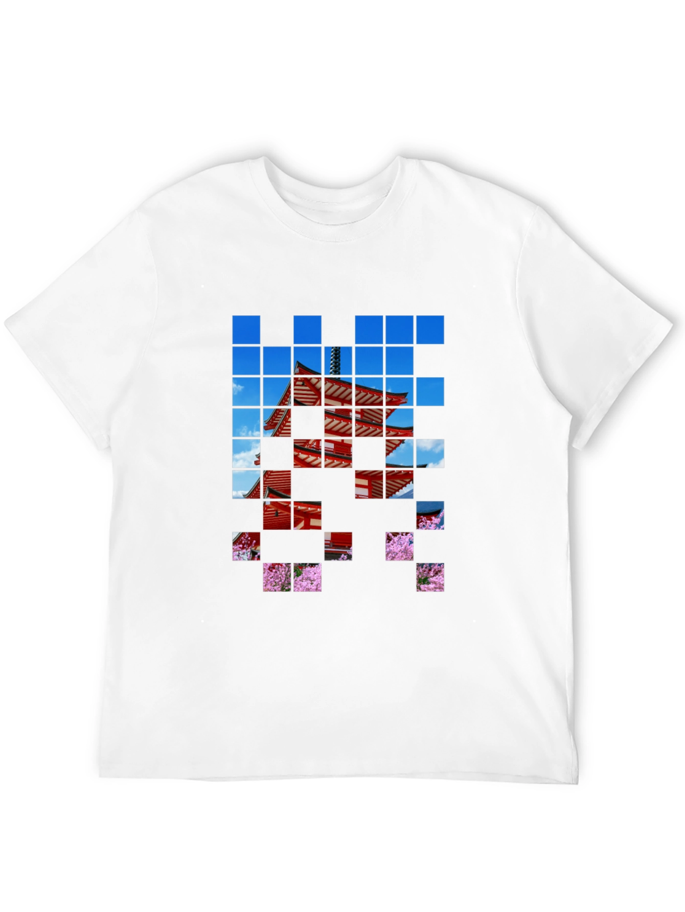 Pagoda Pixel Art Black T-Shirt