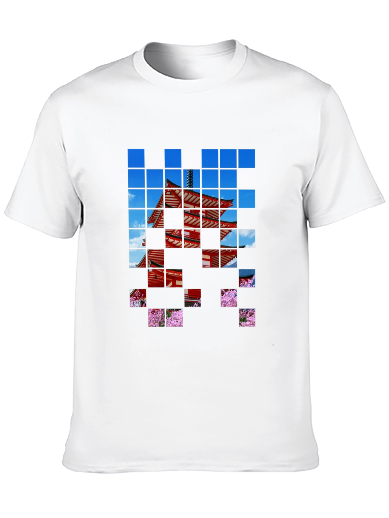 Pagoda Pixel Art Black T-Shirt