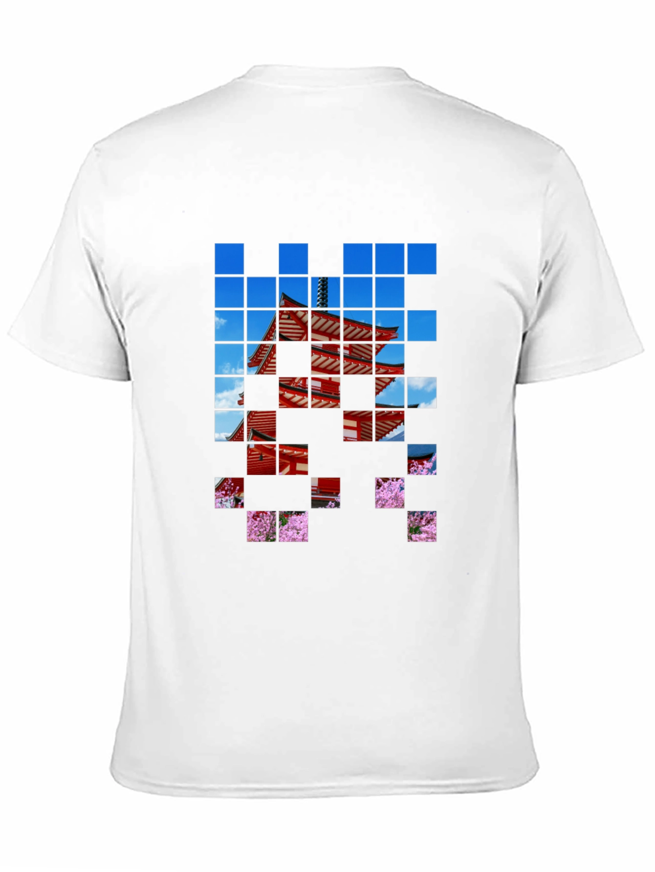 Pagoda Pixel Art Black T-Shirt