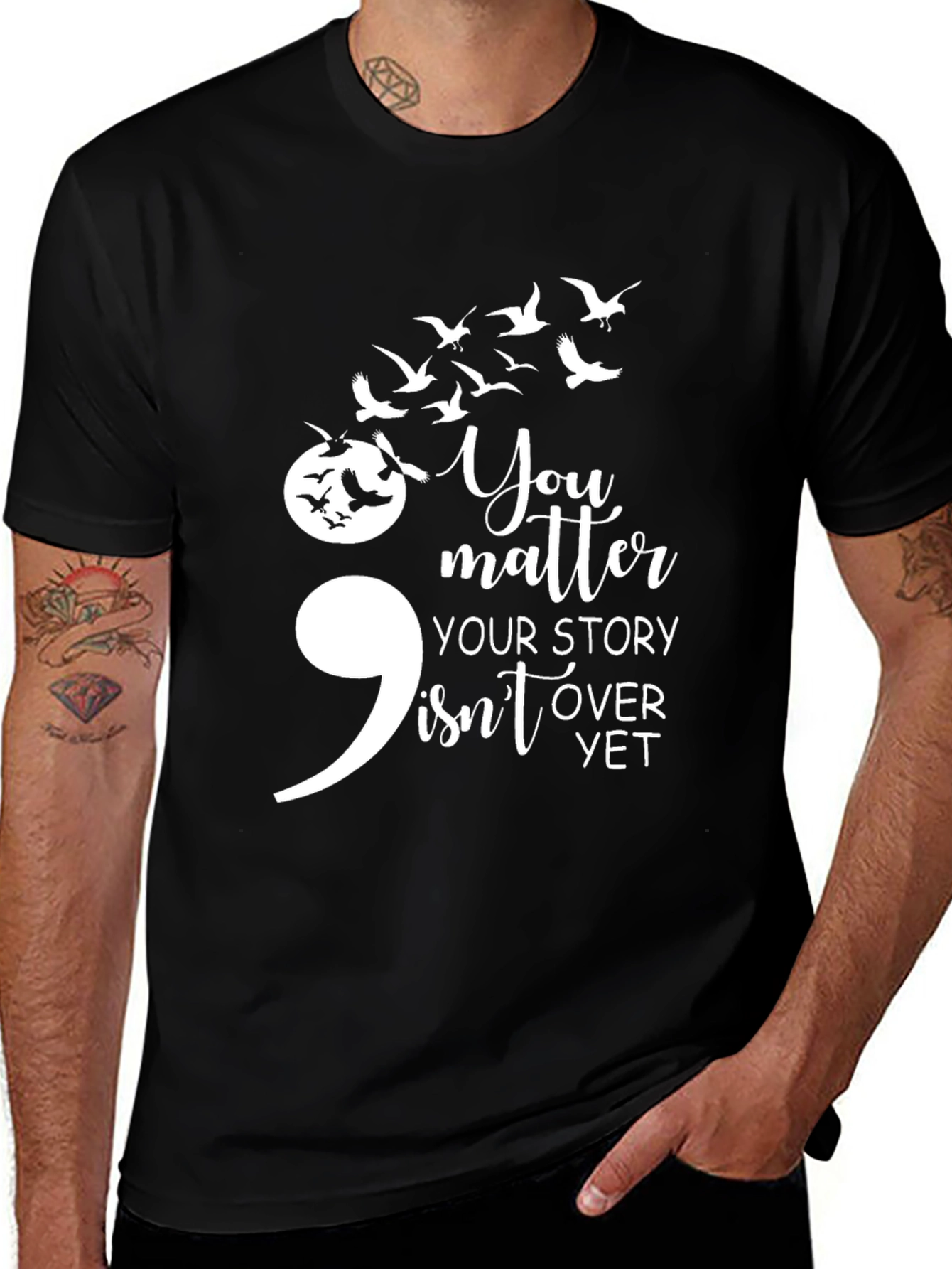 Semicolon Bird T-Shirt: Your Story Isnt Over Yet