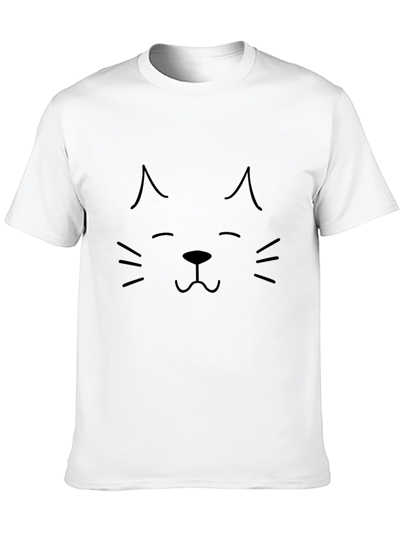 Cute Cat Face Graphic Black T-Shirt