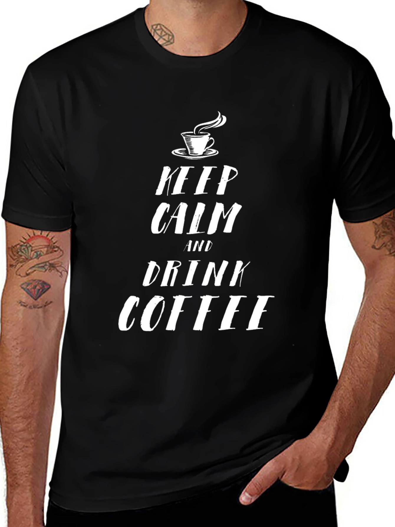 Keep Calm and Drink Coffee Black T-Shirt
