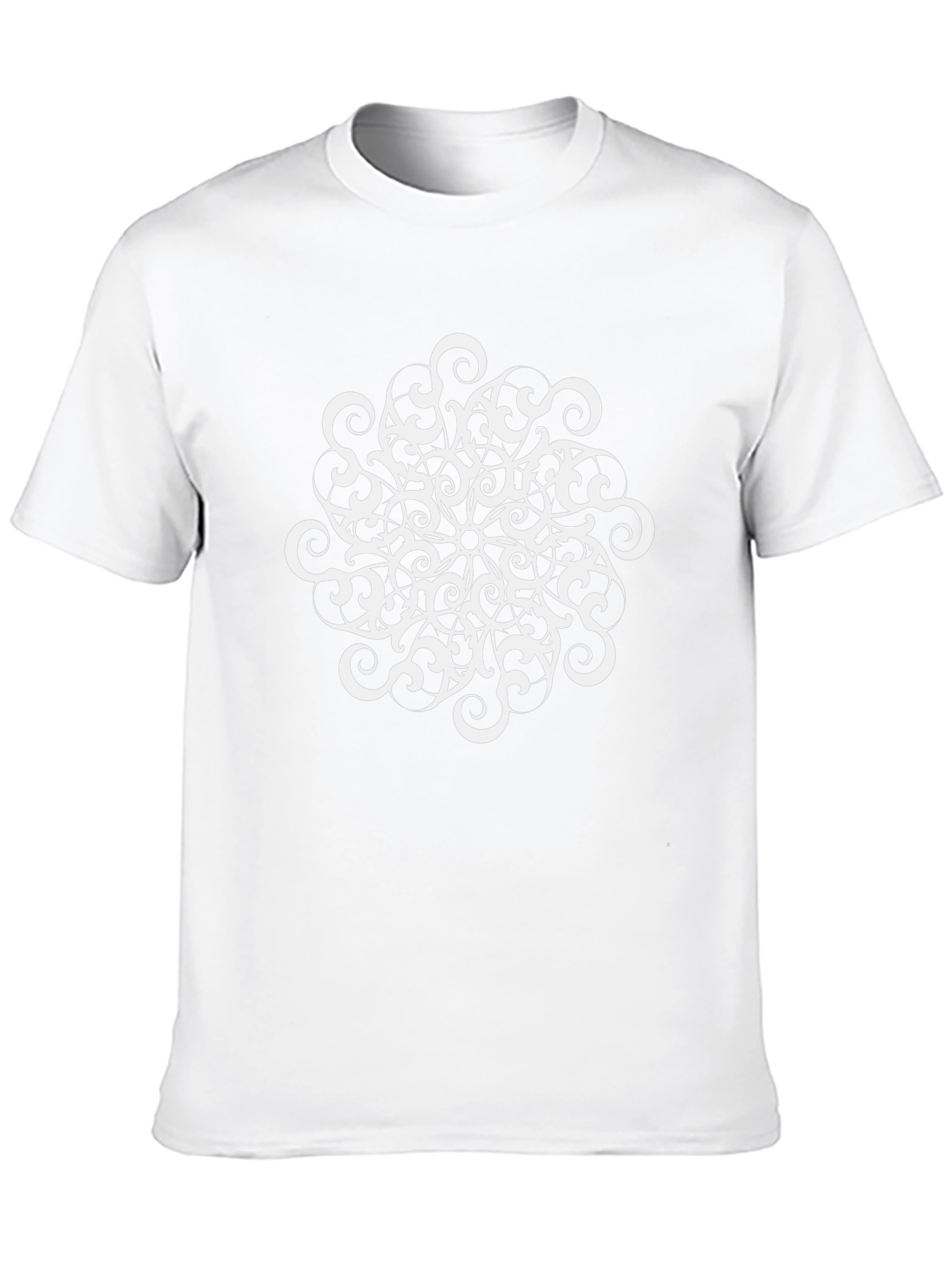 Black T-Shirt with White Mandala Design