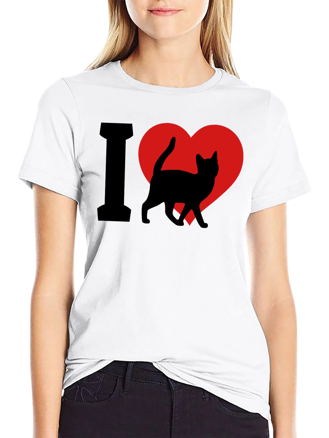 I Heart Cats T-Shirt - Black Cat Lover Tee