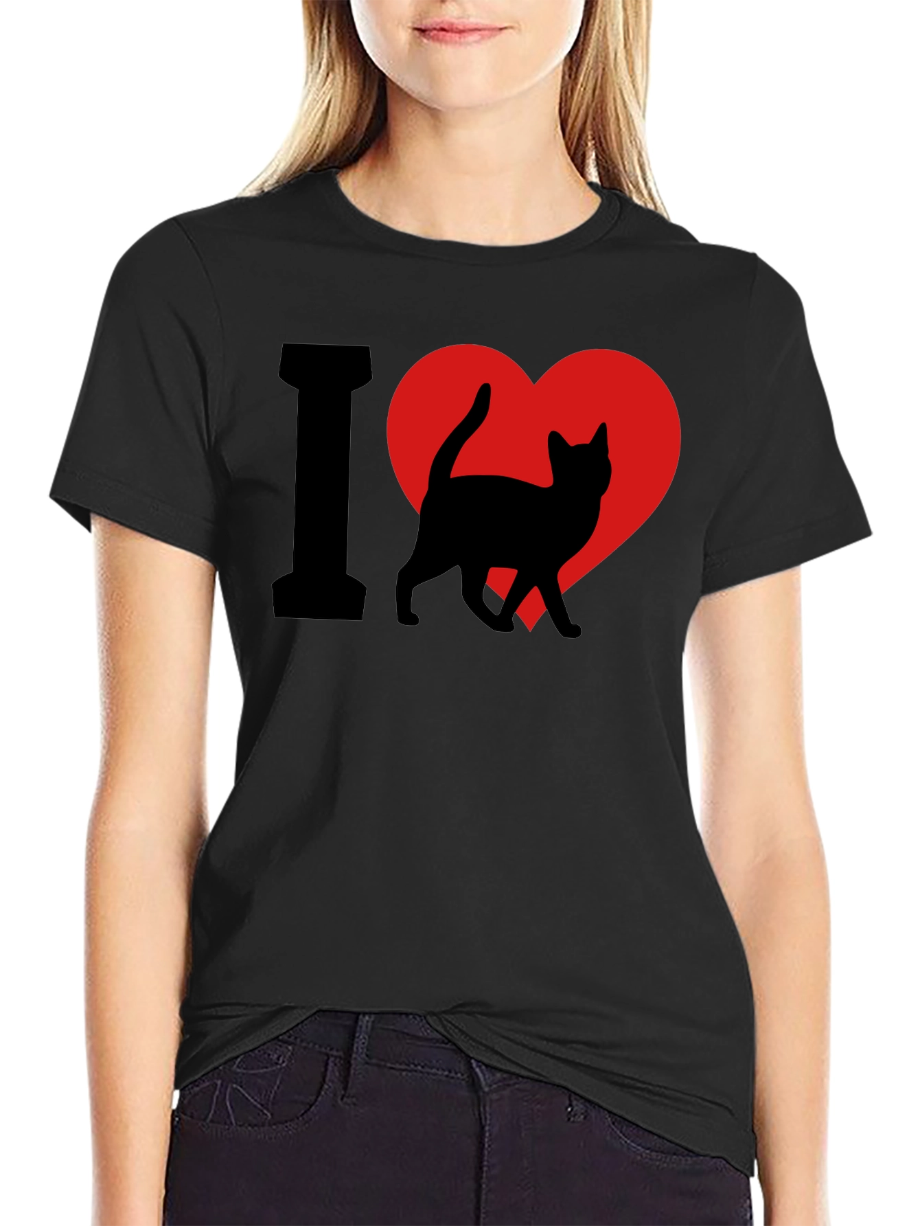 I Heart Cats T-Shirt - Black Cat Lover Tee