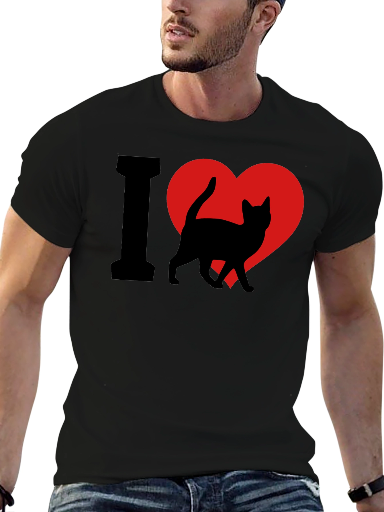 I Heart Cats T-Shirt - Black Cat Lover Tee