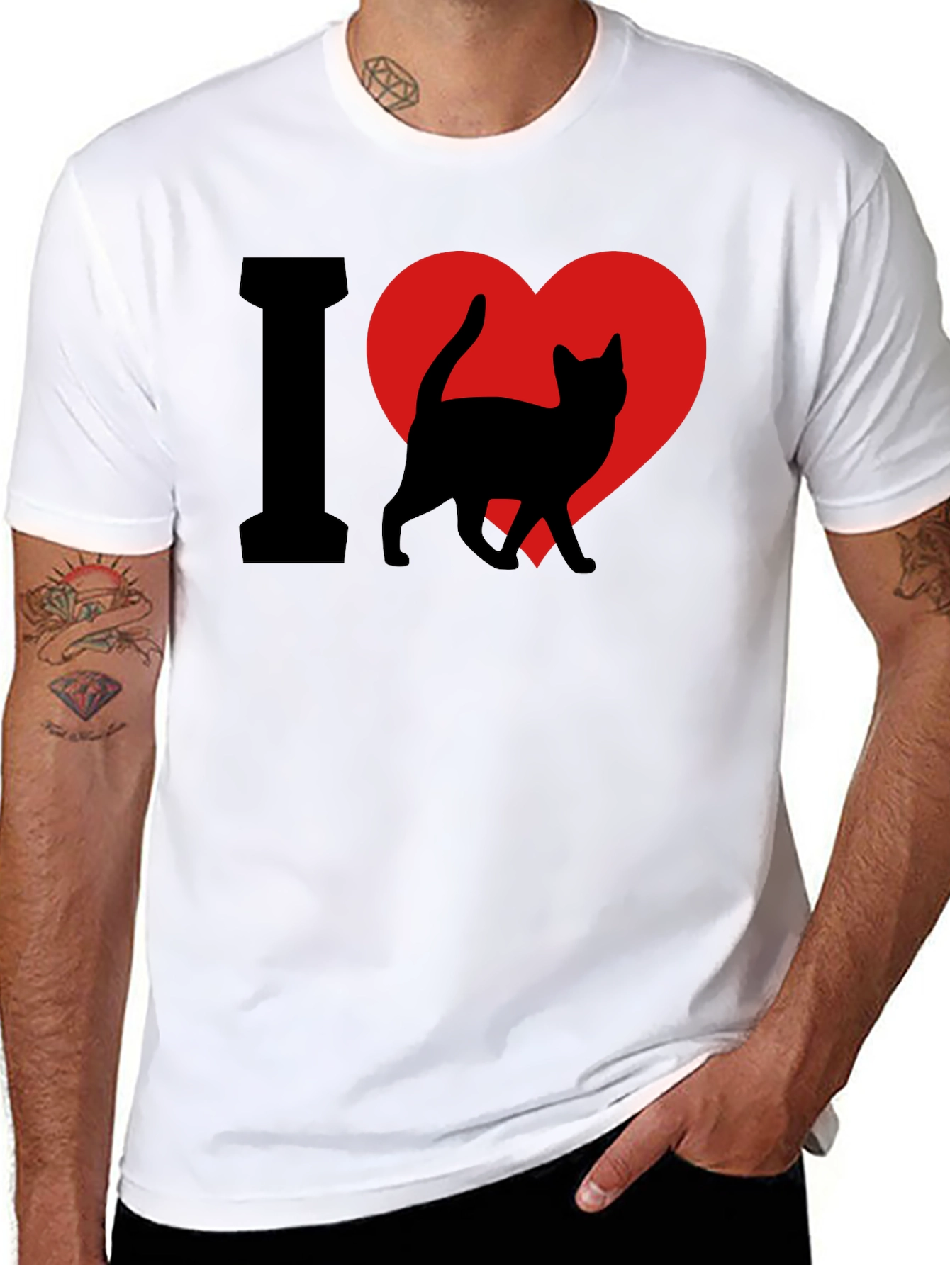I Heart Cats T-Shirt - Black Cat Lover Tee