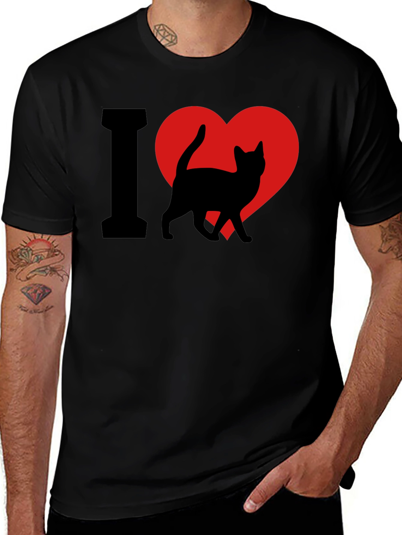 I Heart Cats T-Shirt - Black Cat Lover Tee