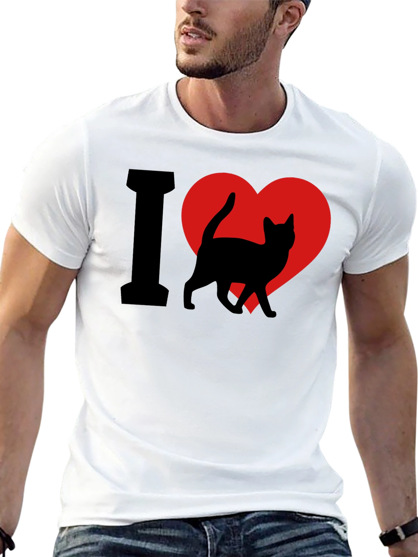 I Heart Cats T-Shirt - Black Cat Lover Tee