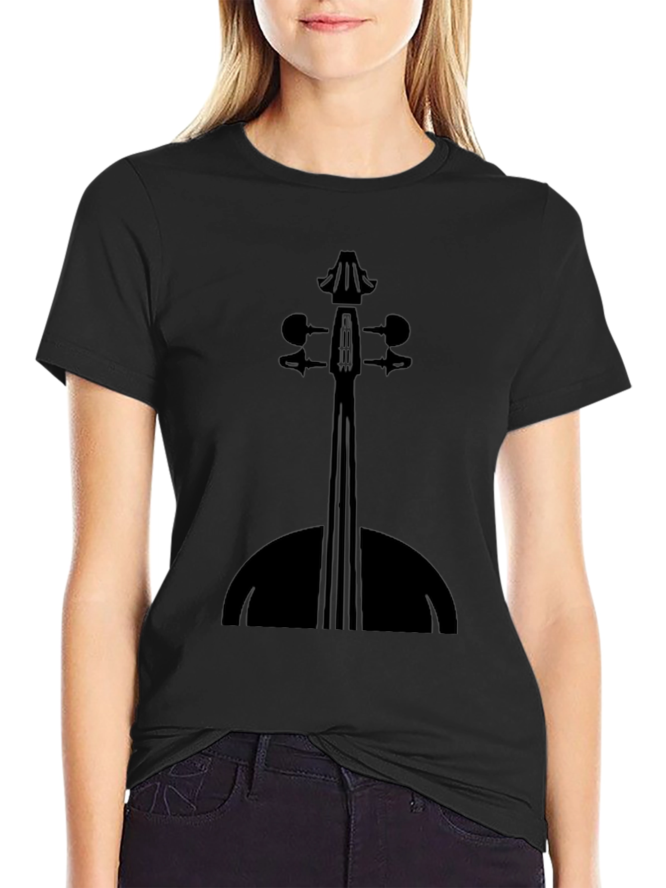 Violin Silhouette Black T-Shirt