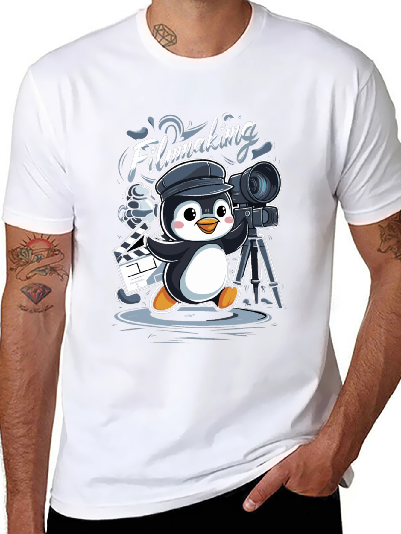 Filmmaking Penguin Graphic T-Shirt