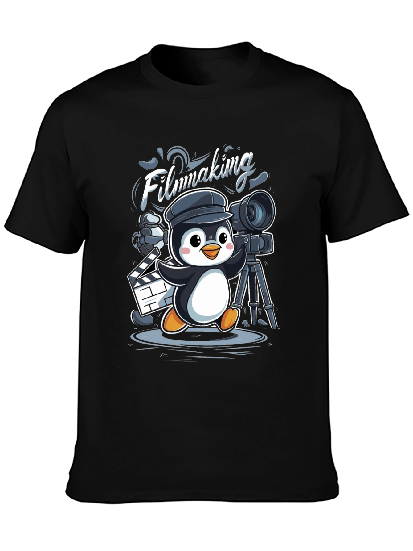Filmmaking Penguin Graphic T-Shirt