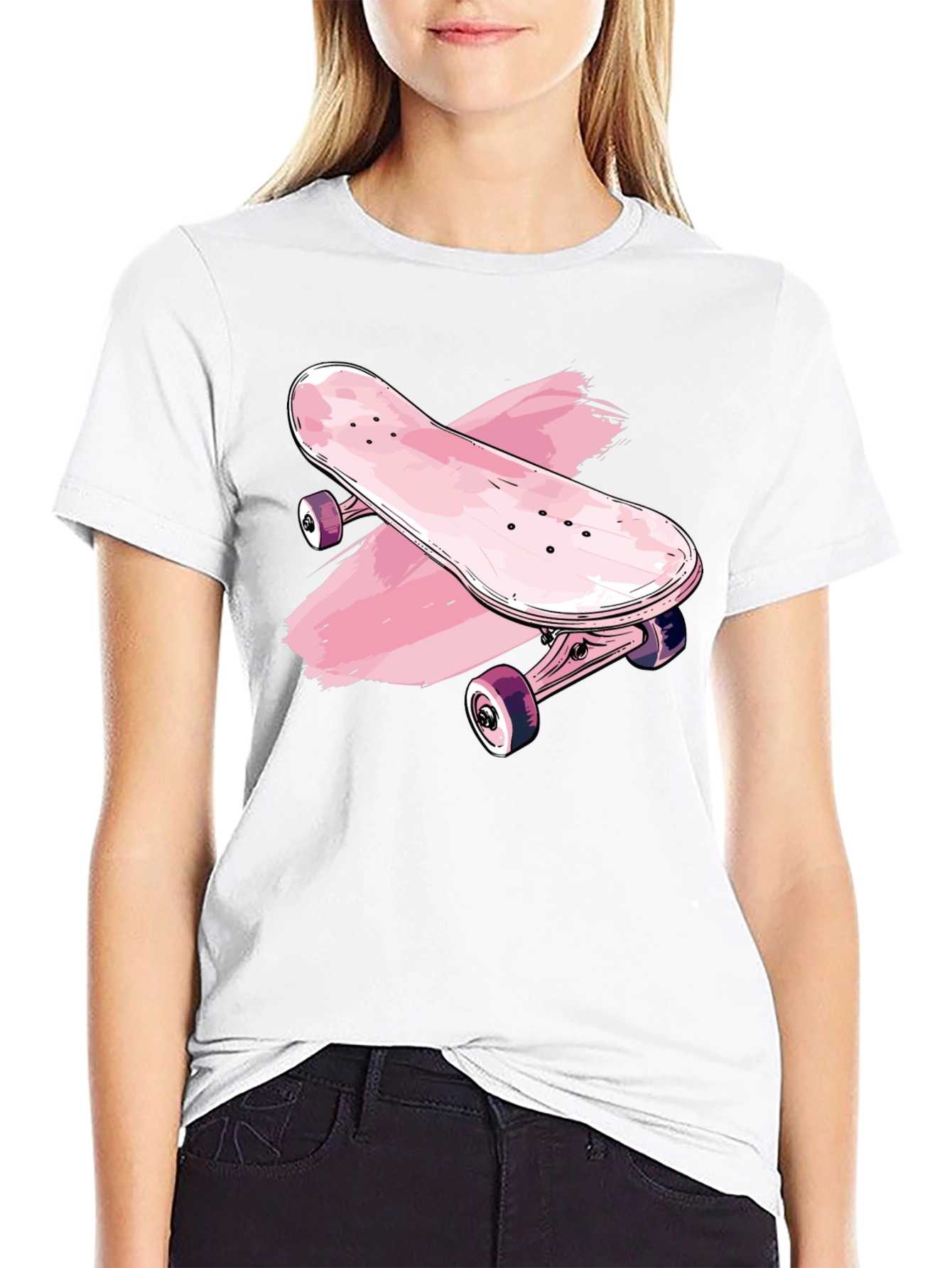 Skateboard Graphic Tee - Trendy Black T-Shirt