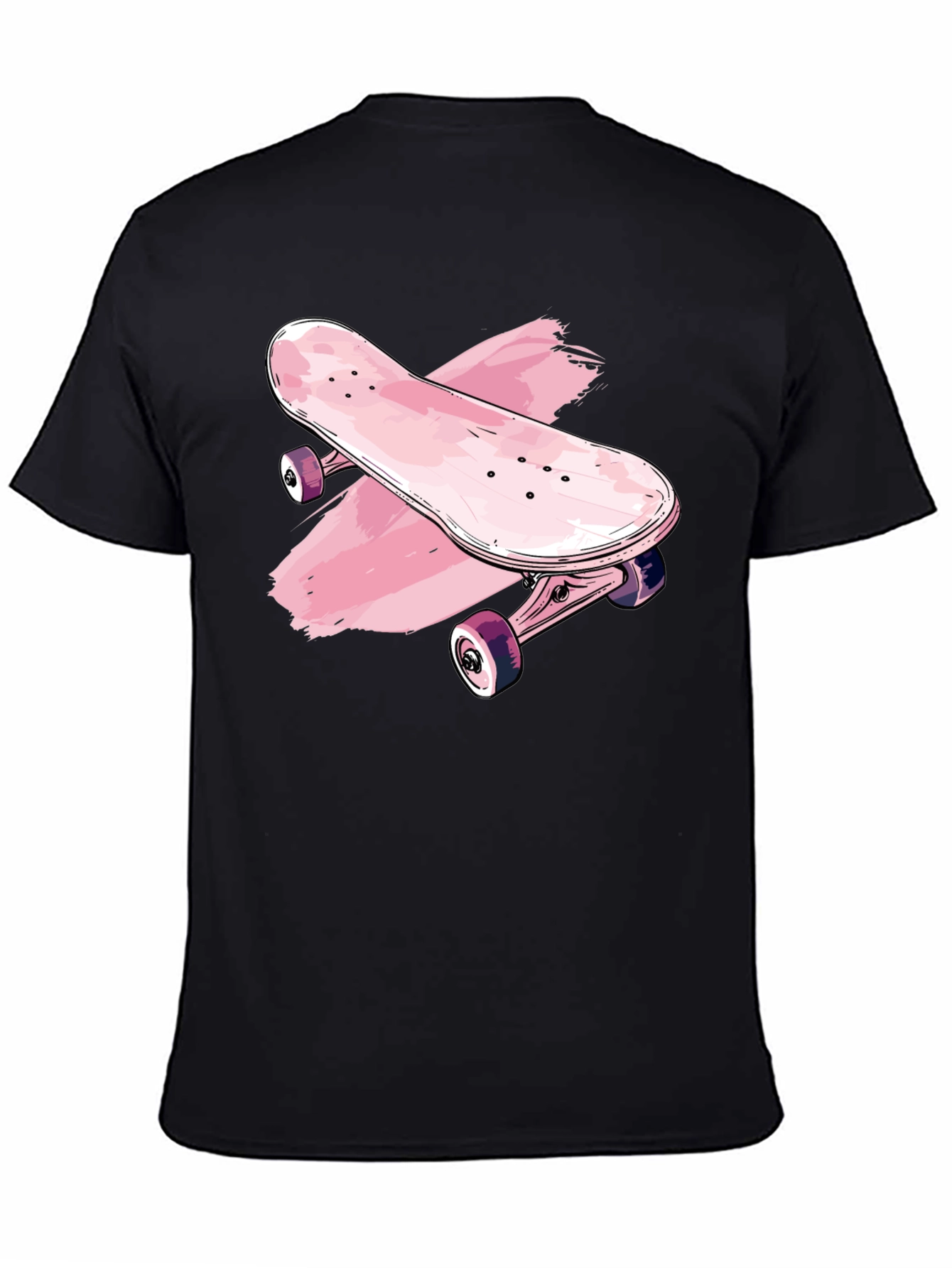 Skateboard Graphic Tee - Trendy Black T-Shirt