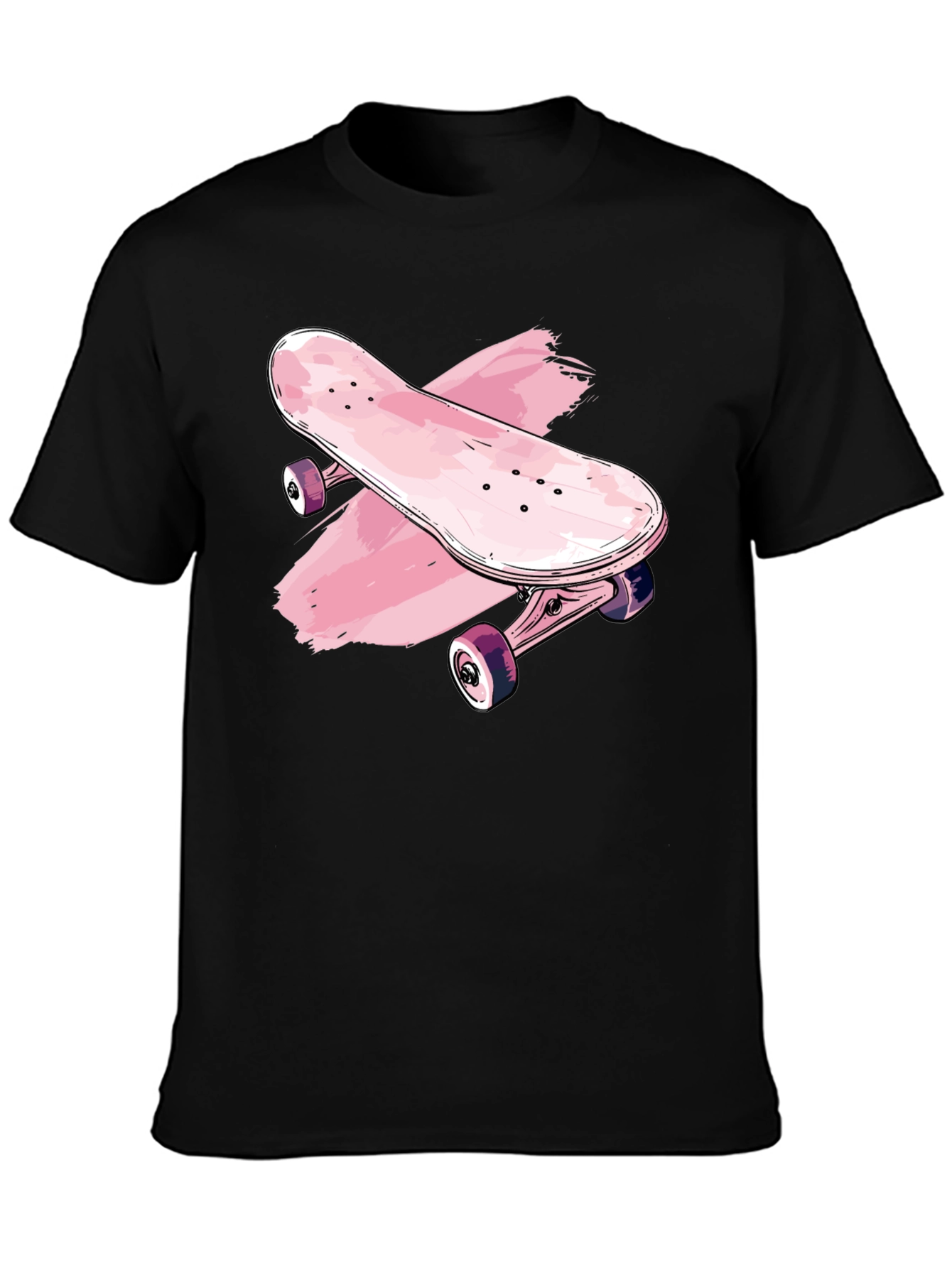 Skateboard Graphic Tee - Trendy Black T-Shirt