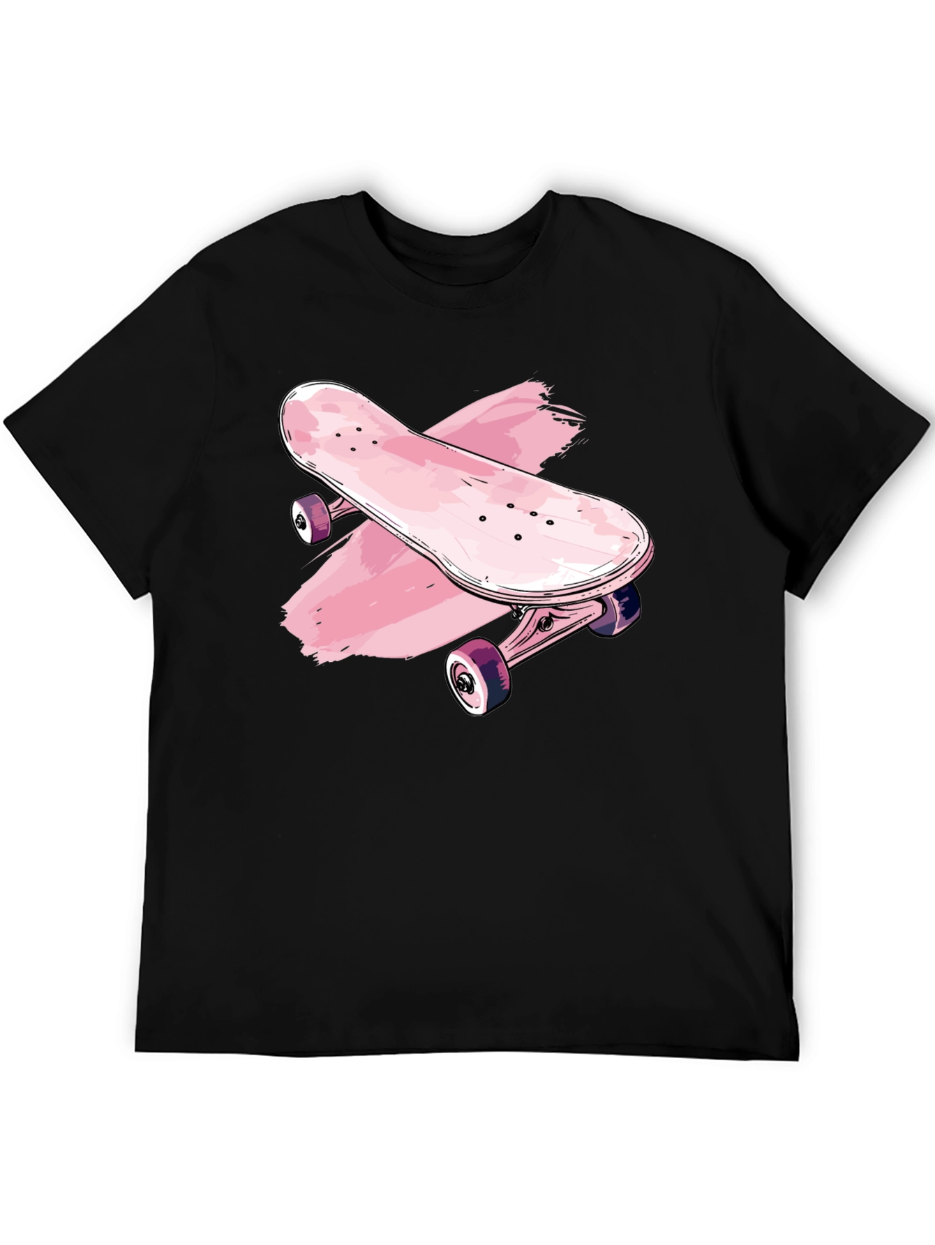 Skateboard Graphic Tee - Trendy Black T-Shirt