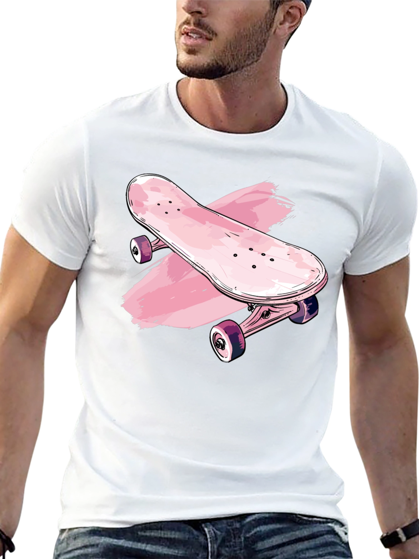 Skateboard Graphic Tee - Trendy Black T-Shirt