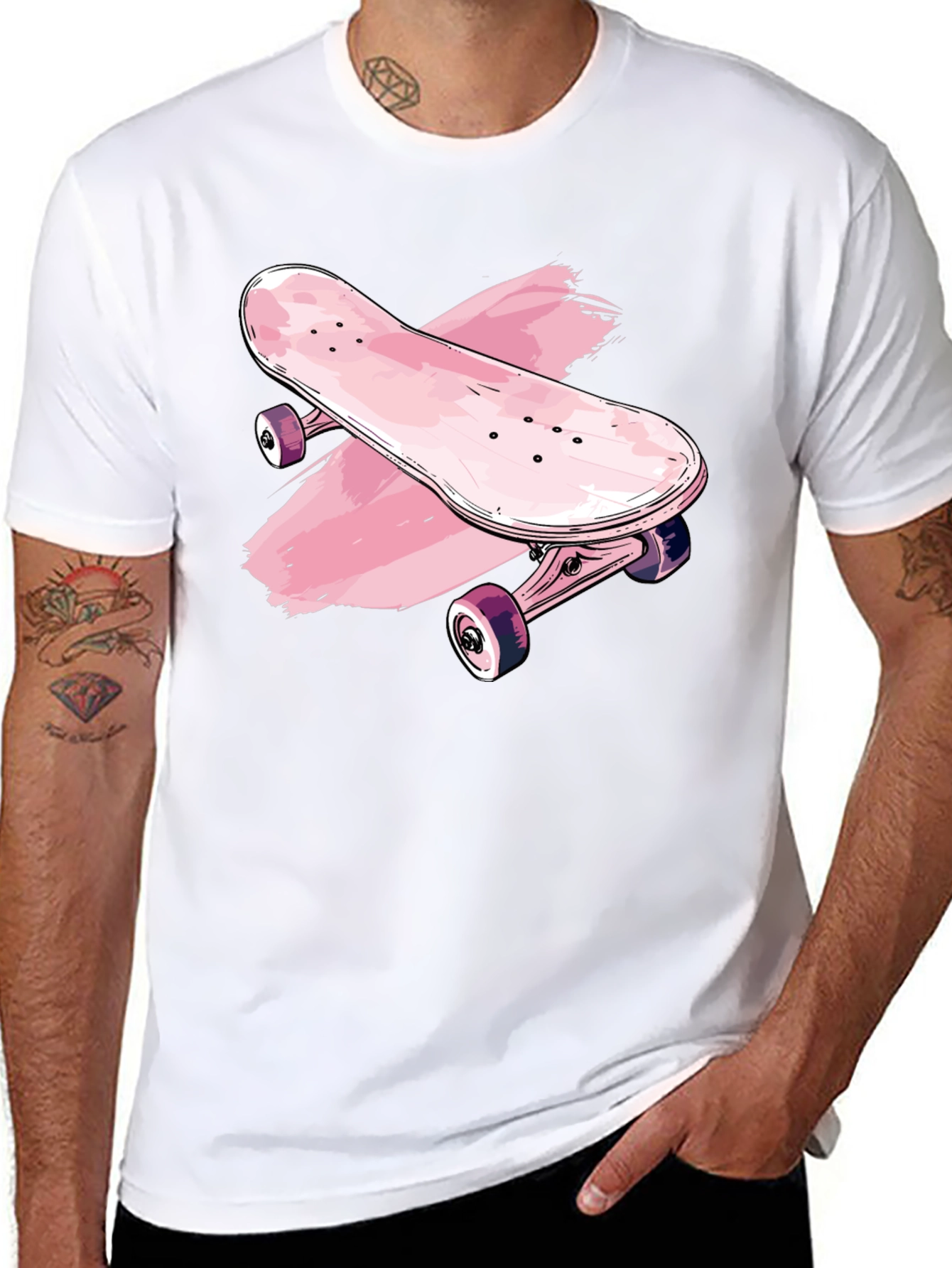 Skateboard Graphic Tee - Trendy Black T-Shirt