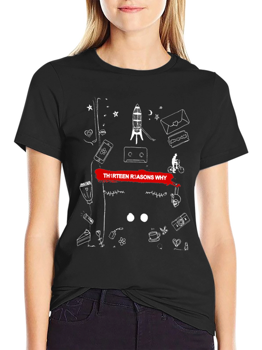 Thirteen Reasons Why Graphic Tee - Black Cotton Blend