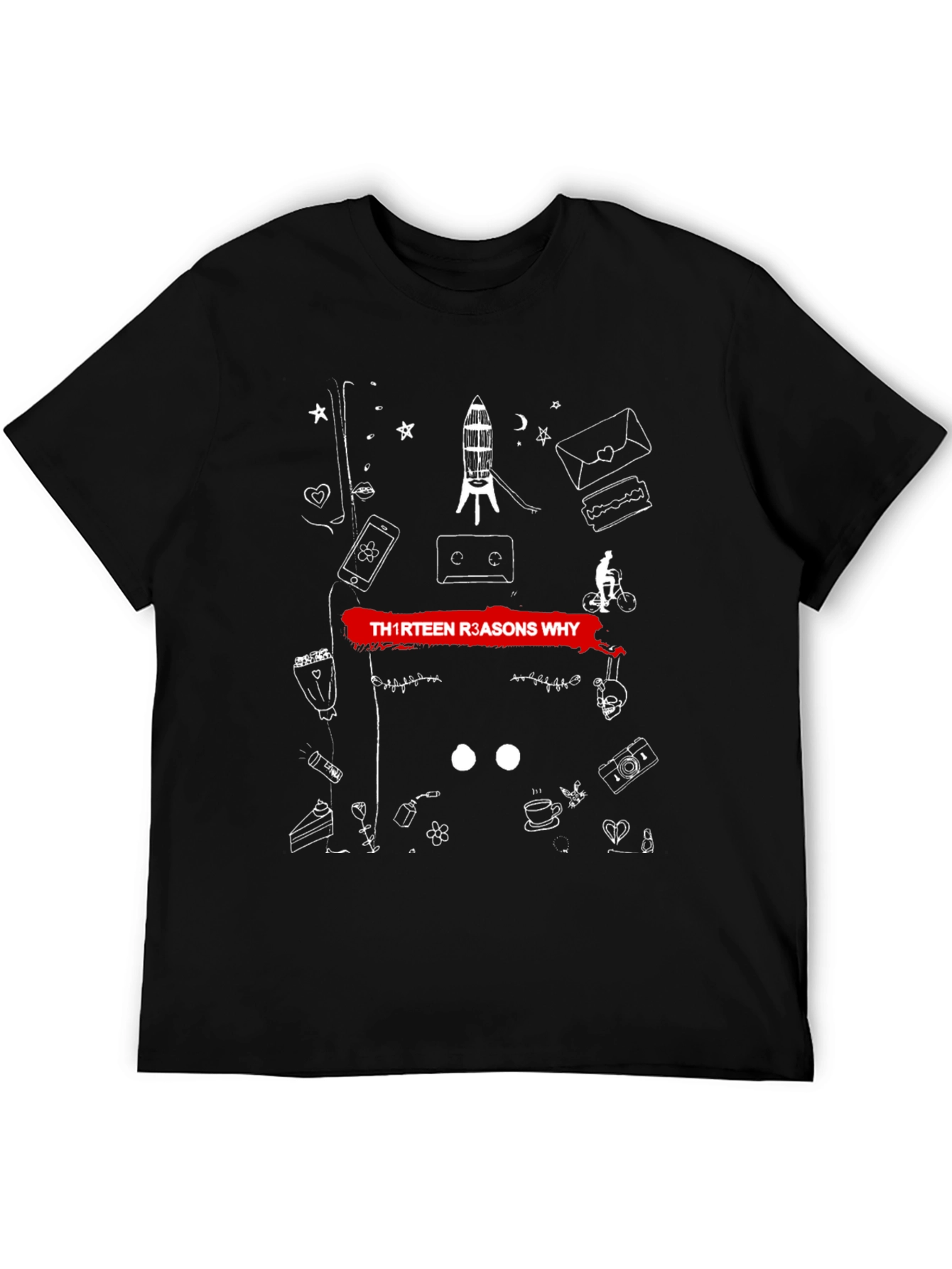 Thirteen Reasons Why Graphic Tee - Black Cotton Blend