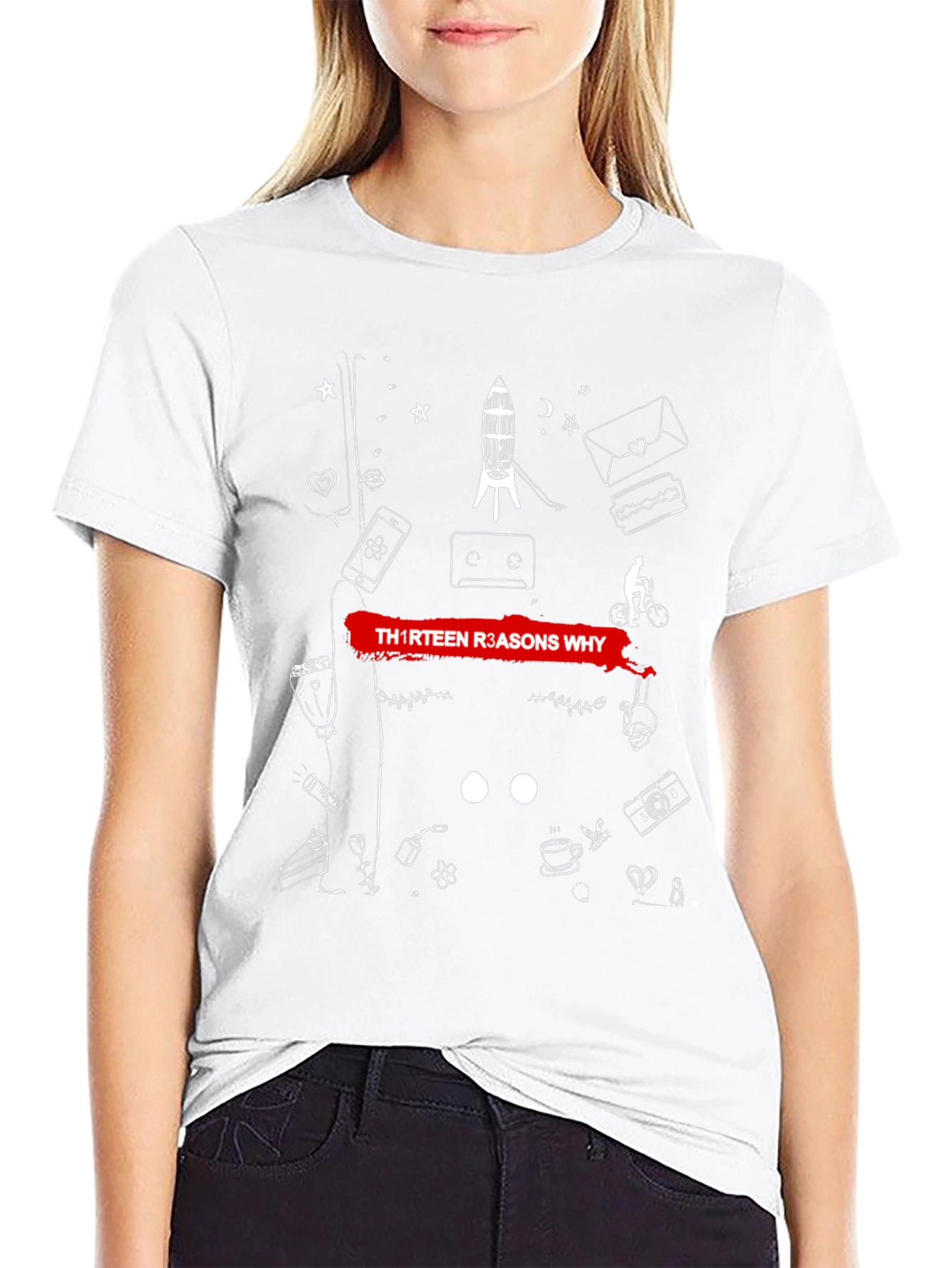 Thirteen Reasons Why Graphic Tee - Black Cotton Blend
