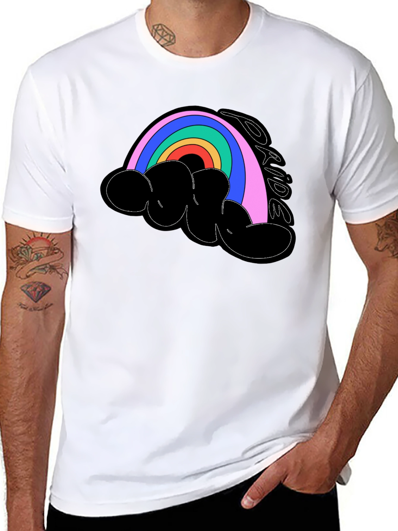 Pride Rainbow T-Shirt - Black Cotton Blend