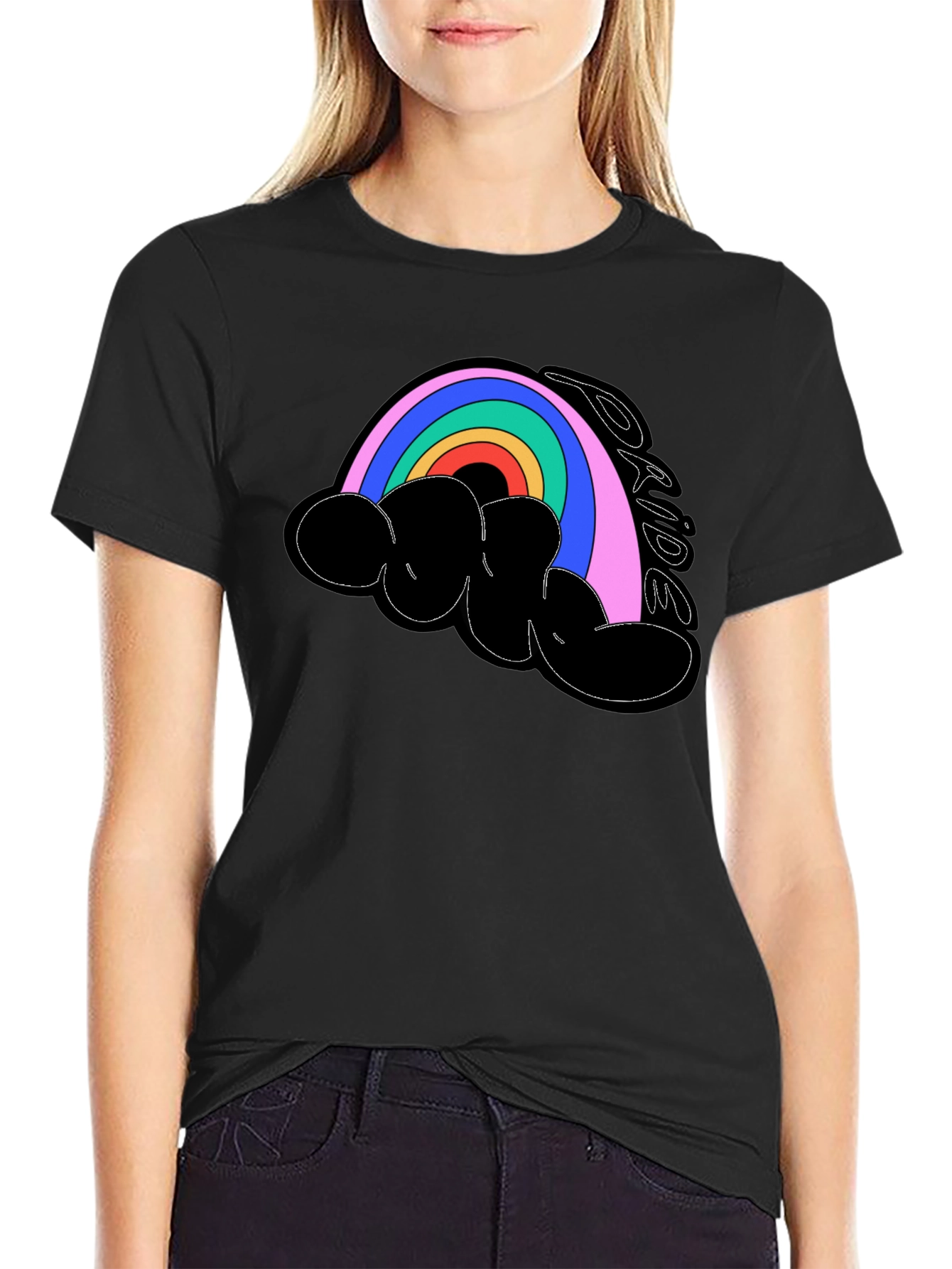 Pride Rainbow T-Shirt - Black Cotton Blend