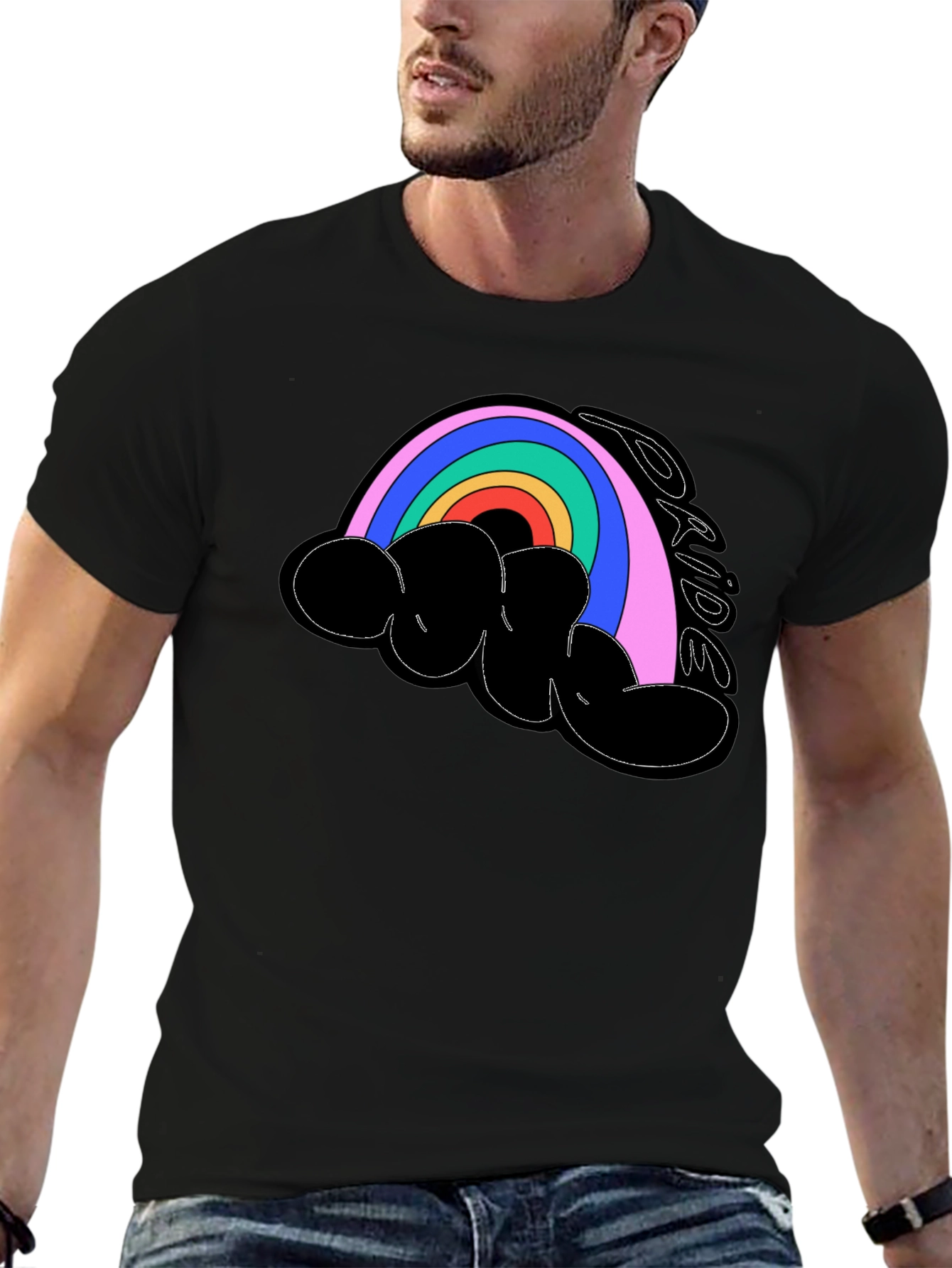 Pride Rainbow T-Shirt - Black Cotton Blend