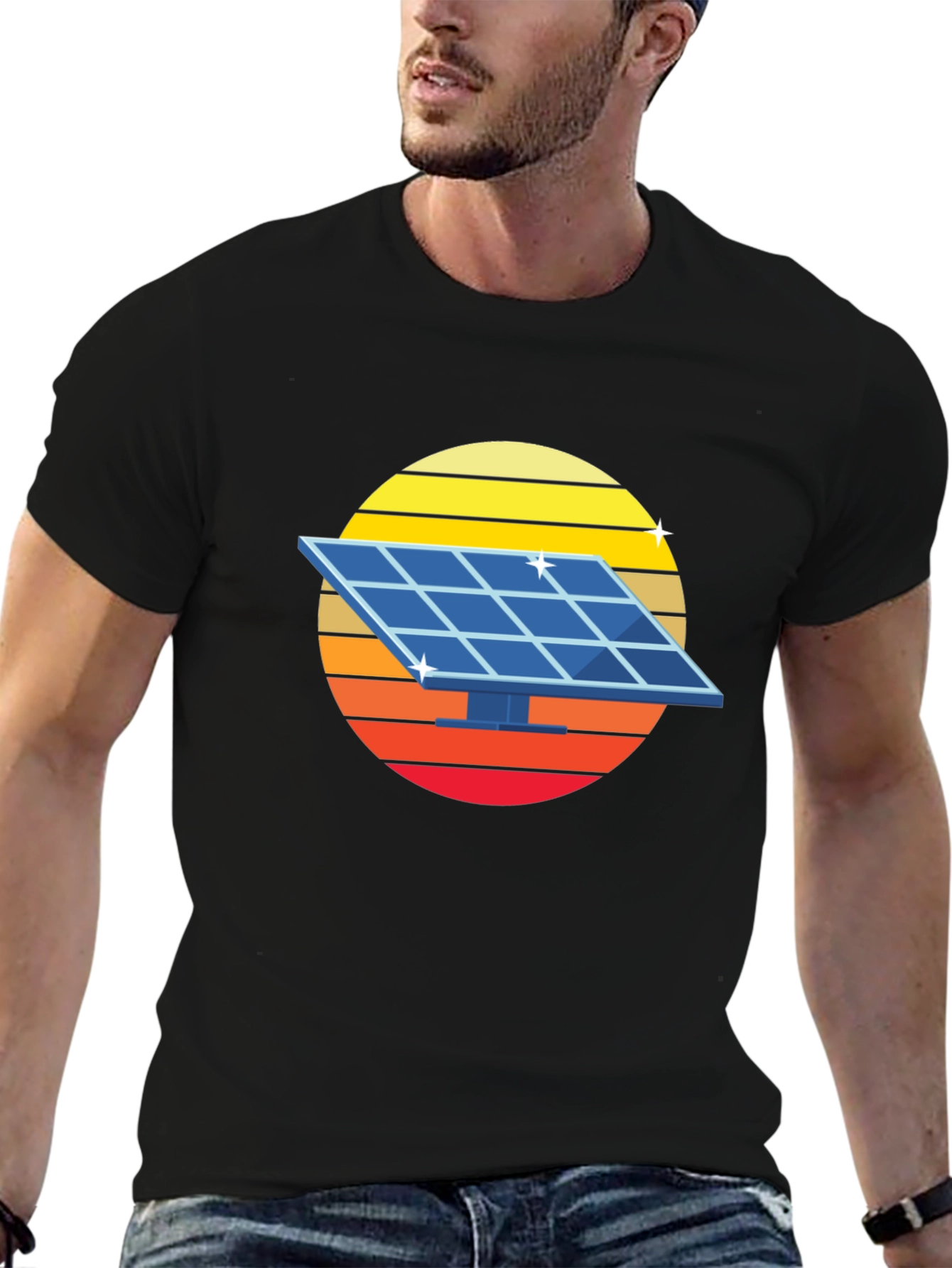Solar Panel Retro Graphic Tee - Black