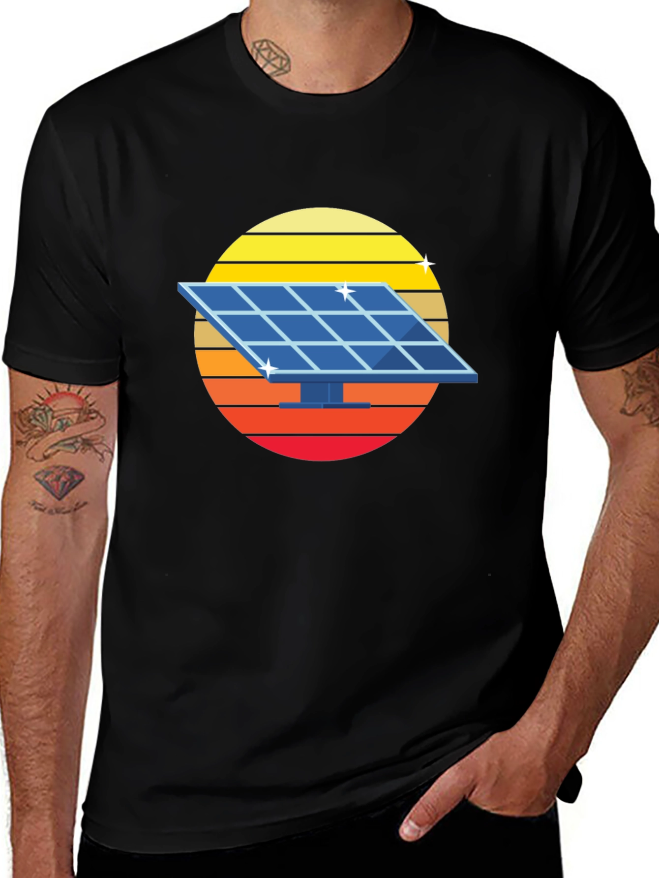 Solar Panel Retro Graphic Tee - Black