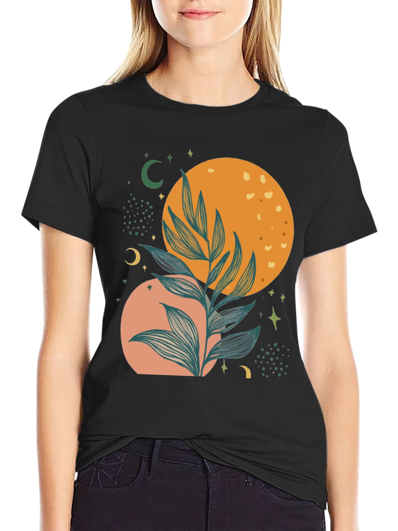 Celestial Plant Graphic Tee - Stylish Comfort